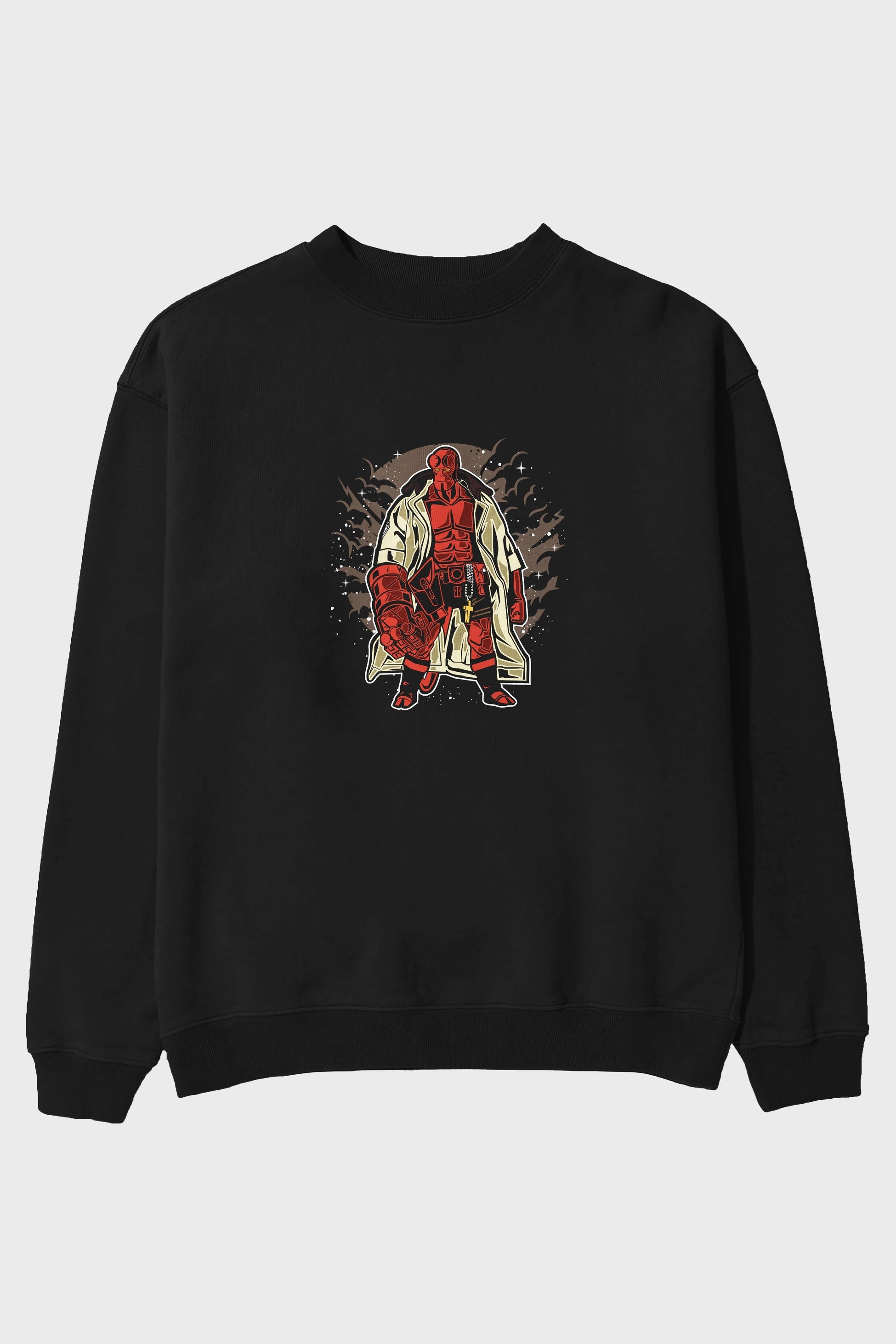 Hellboy Ön Baskılı Oversize Sweatshirt Erkek Kadın Unisex