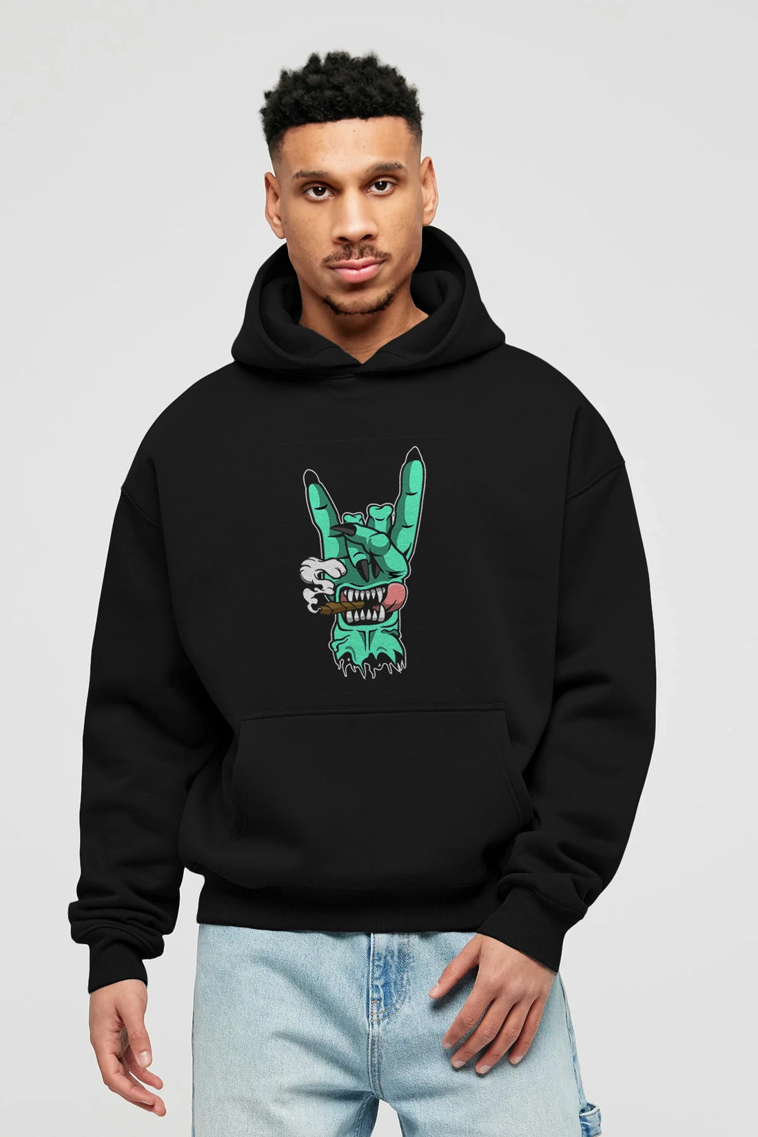 Metal Sign Ön Baskılı Hoodie Oversize Kapüşonlu Sweatshirt Erkek Kadın Unisex