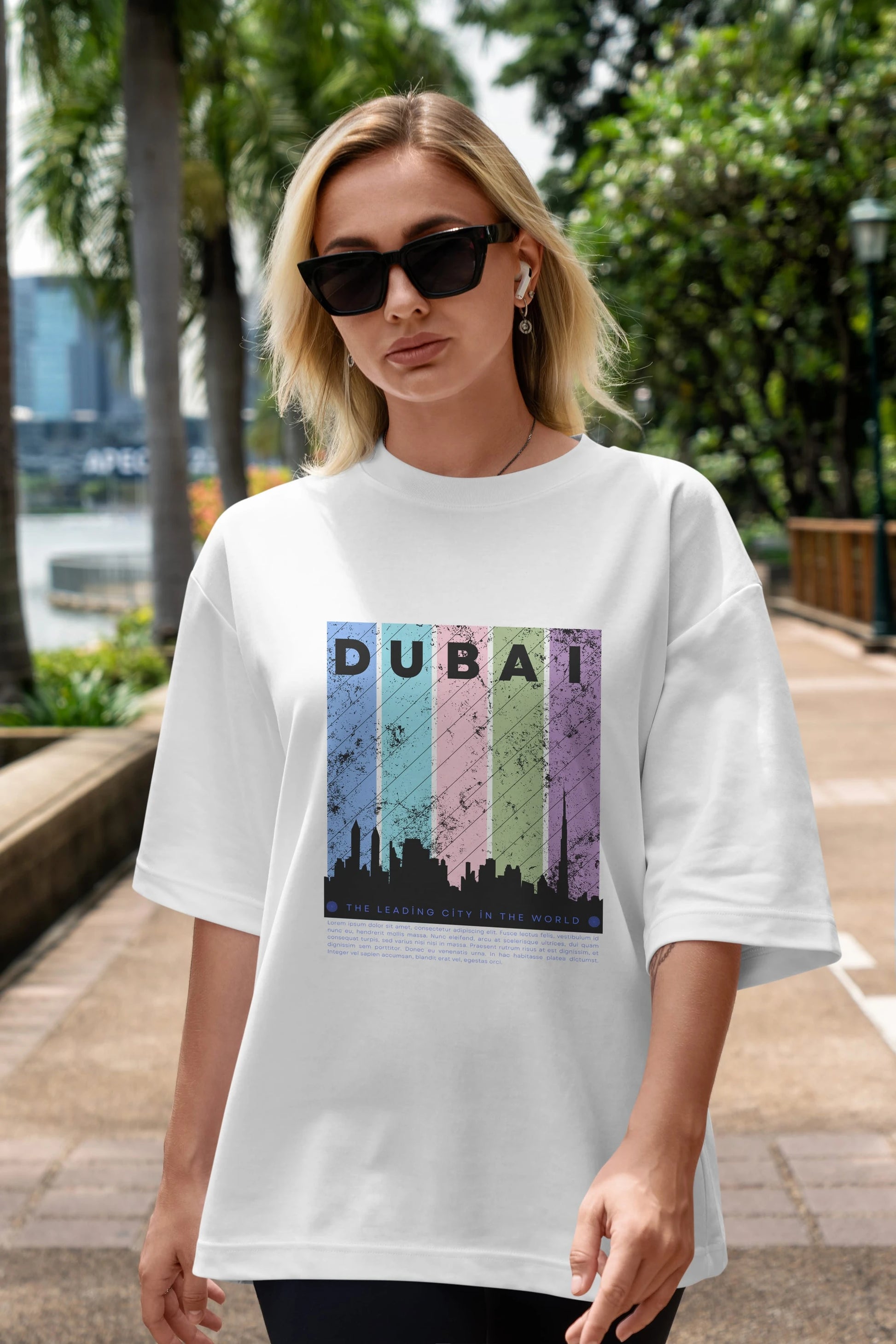 Dubai Yazılı Ön Baskılı Oversize t-shirt Erkek Kadın Unisex