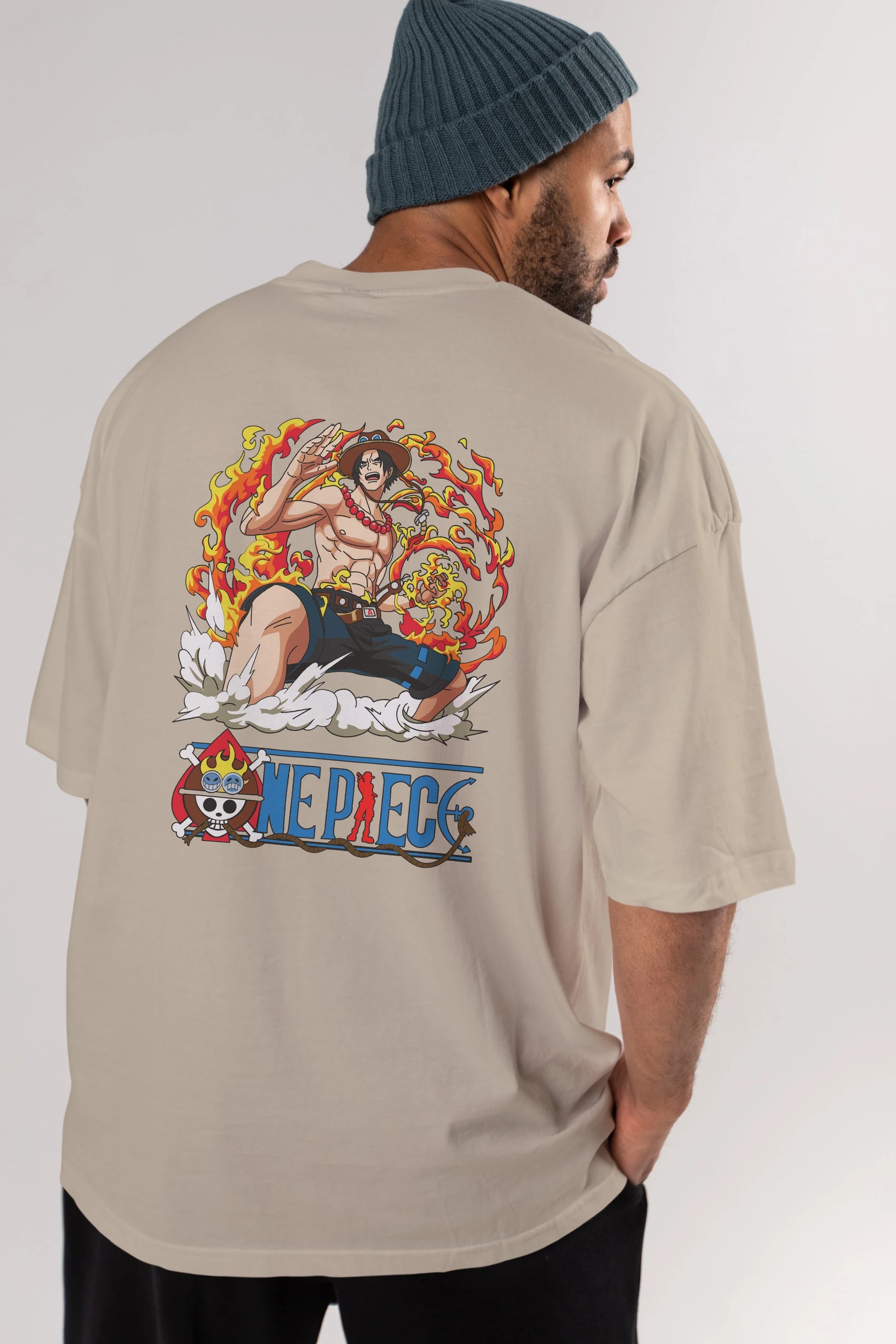 One Piece Anime Arka Baskılı Oversize t-shirt Erkek Kadın Unisex %100 pamuk tişort