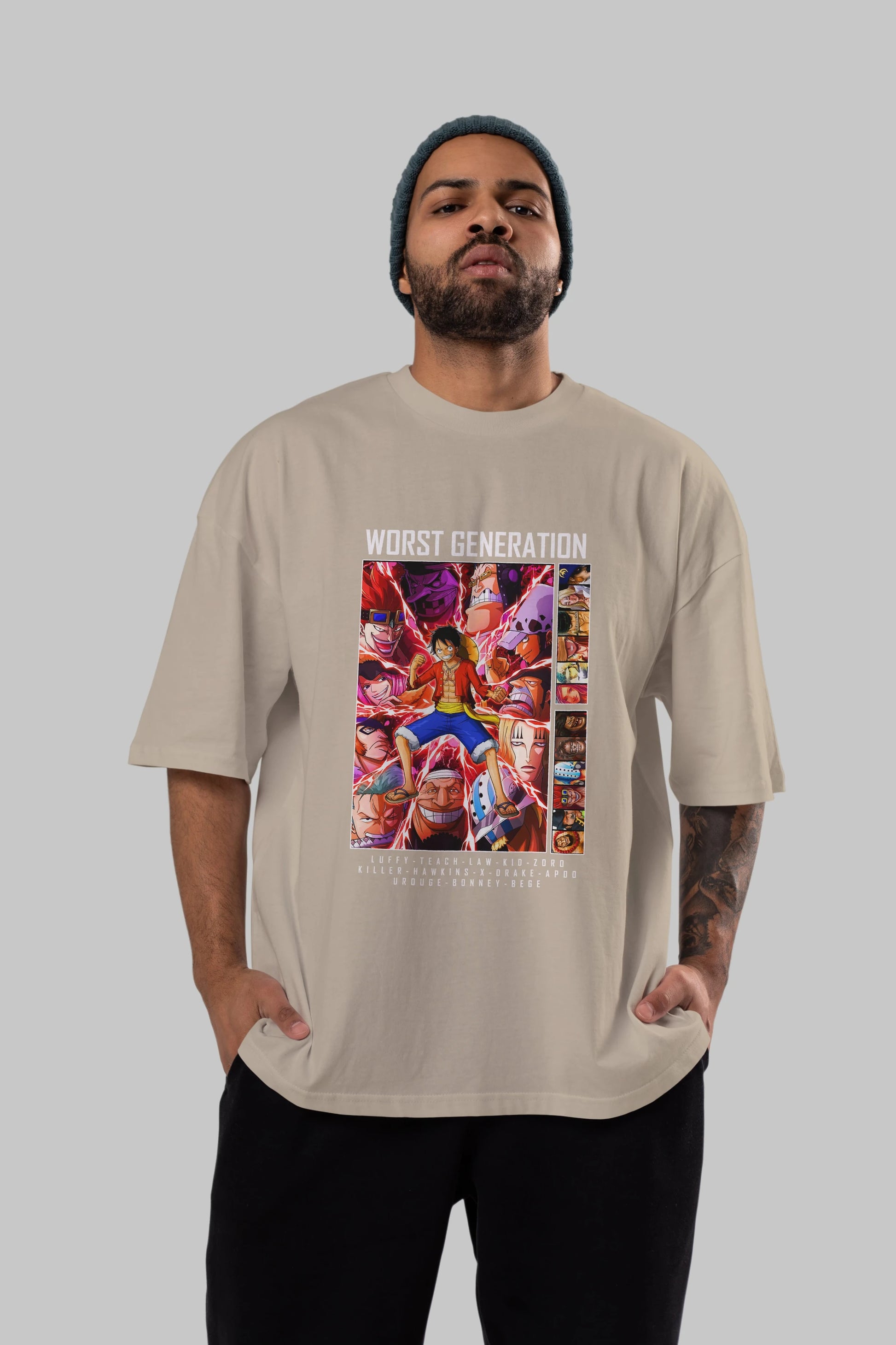 Worst Generation Anime Ön Baskılı Oversize t-shirt Erkek Kadın Unisex