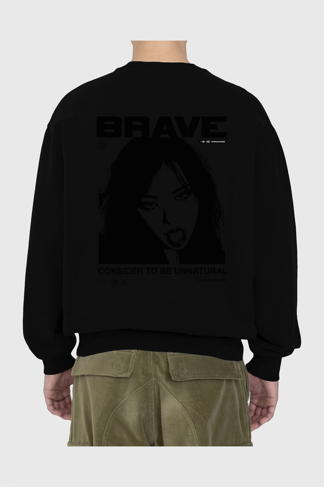 Brave Arka Baskılı Oversize Sweatshirt Erkek Kadın Unisex