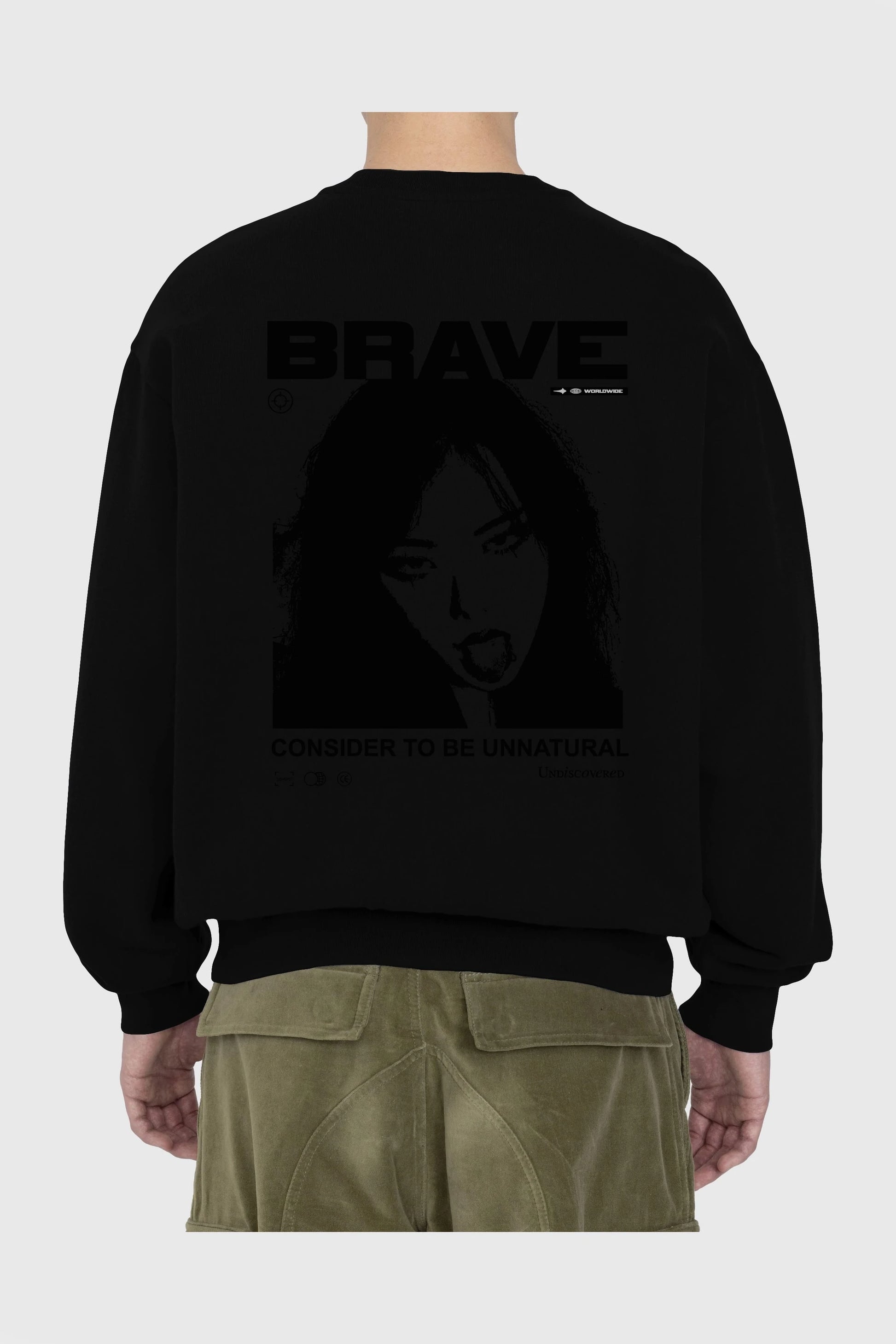 Brave Arka Baskılı Oversize Sweatshirt Erkek Kadın Unisex