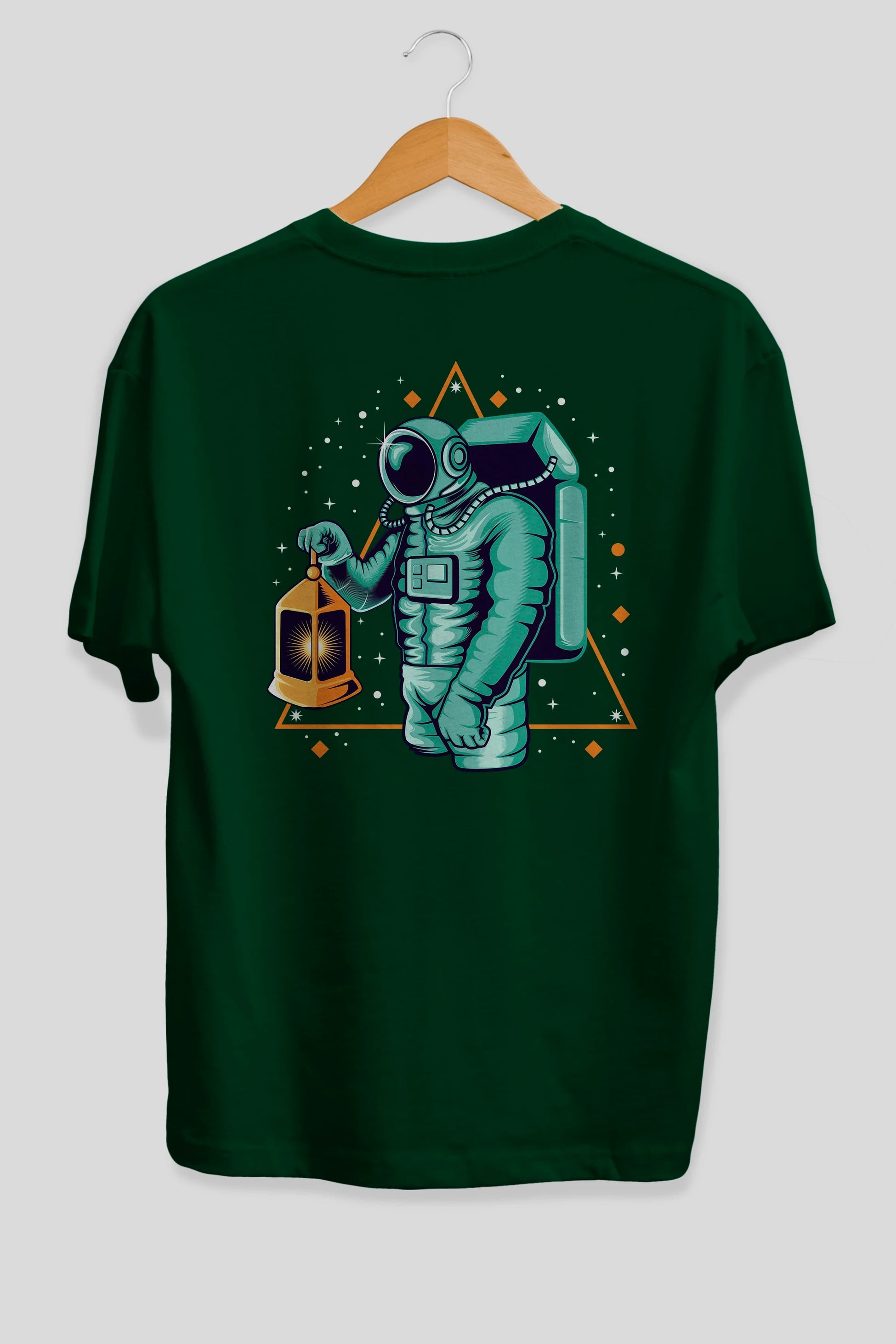 Astronaut Lantern Arka Baskılı Oversize t-shirt Erkek Kadın Unisex
