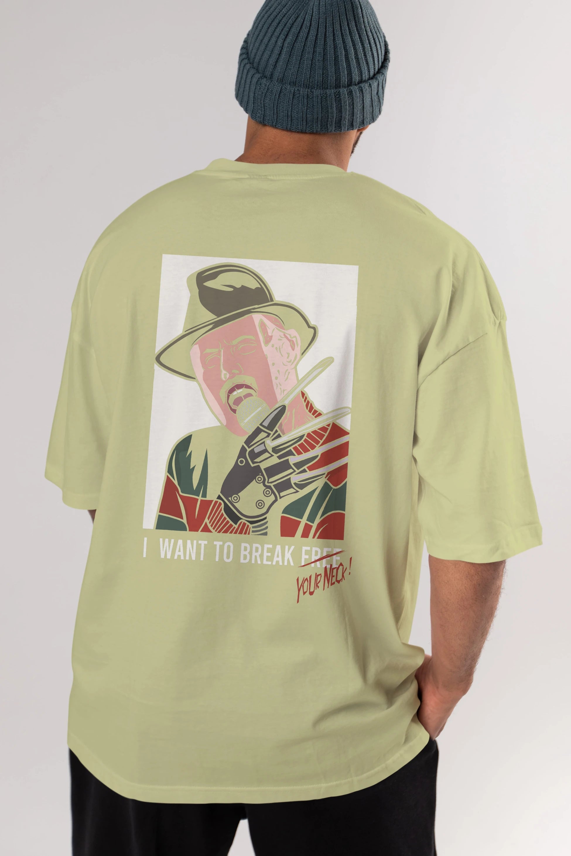 Freddy Merkrueger Arka Baskılı Oversize t-shirt Erkek Kadın Unisex %100 Pamuk tişort