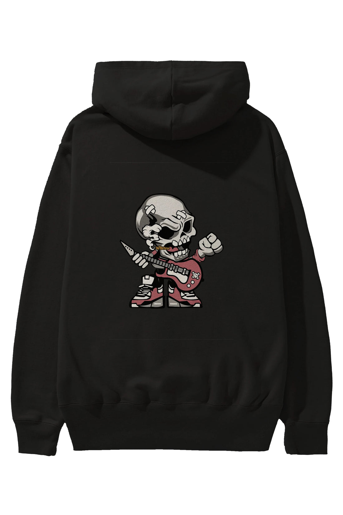 Skull Rockstar Arka Baskılı Hoodie Oversize Kapüşonlu Sweatshirt Erkek Kadın Unisex