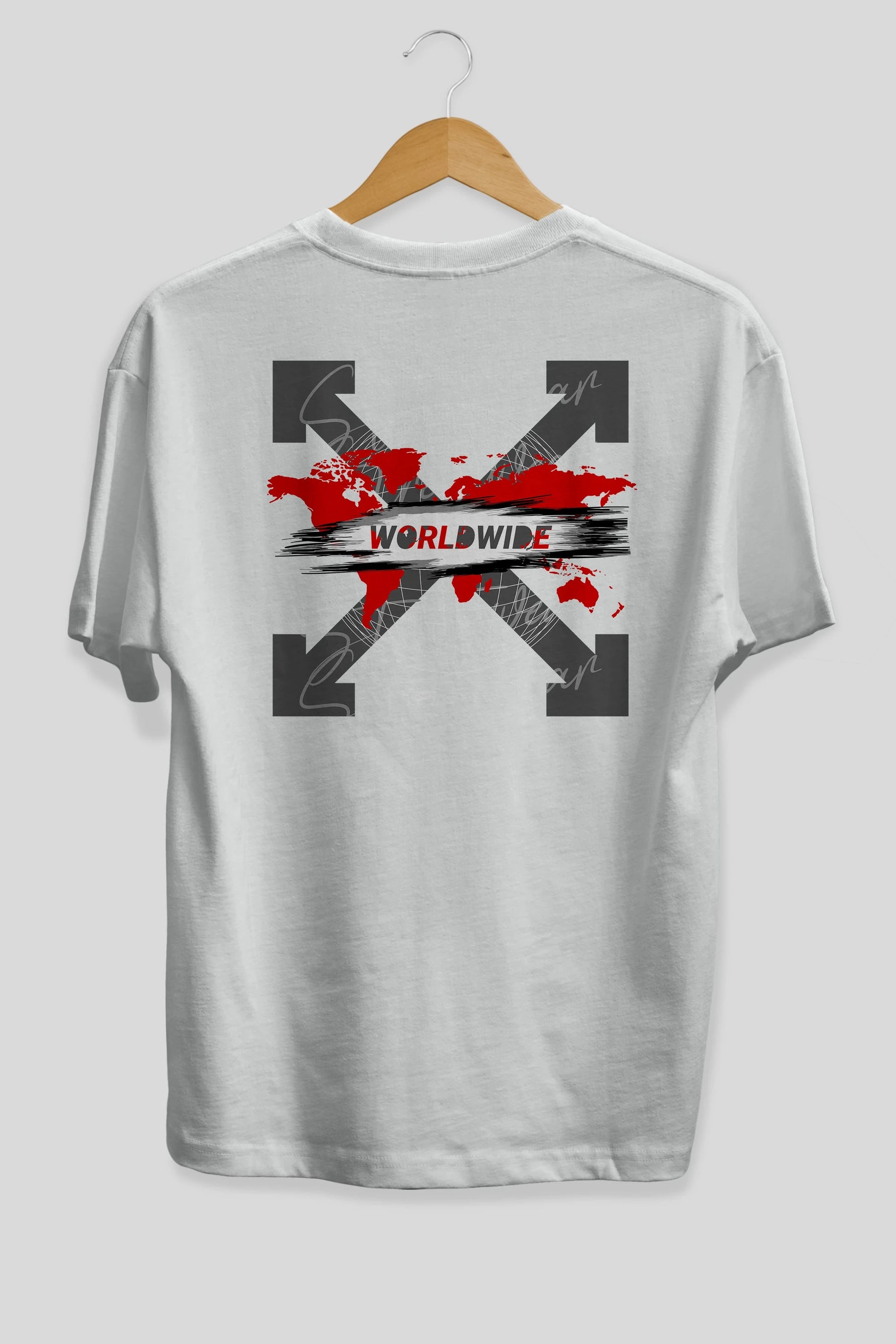 Worldwide Style Arka Baskılı Oversize t-shirt Erkek Kadın Unisex