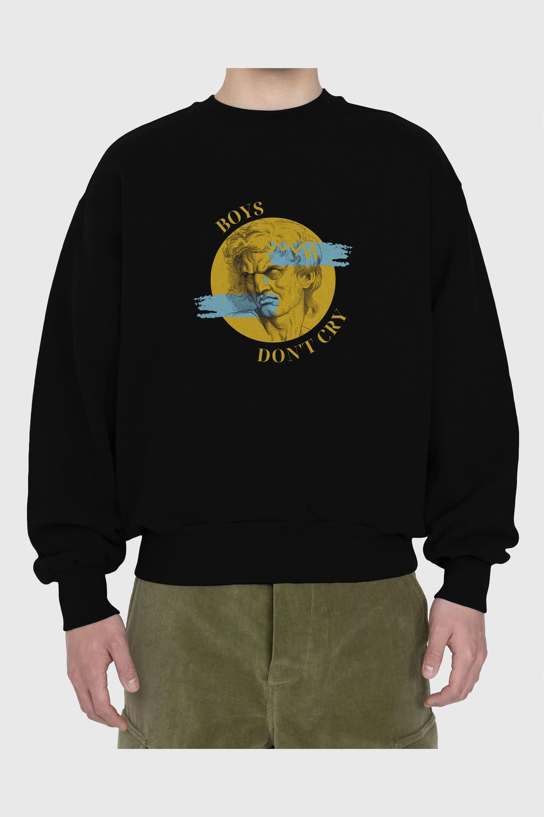Boys Don't Cry Yazılı Ön Baskılı Oversize Sweatshirt Erkek Kadın Unisex