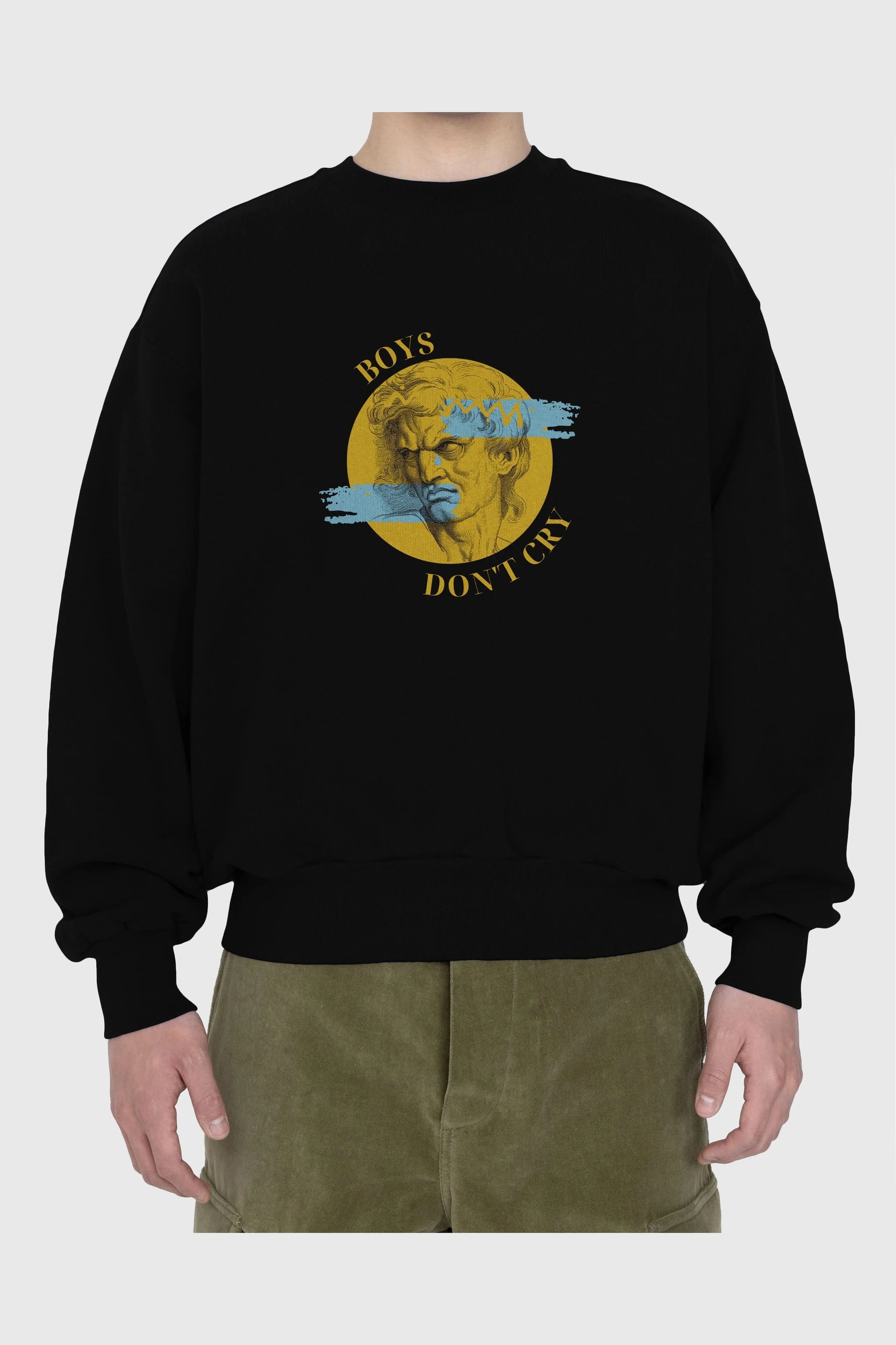 Boys Don't Cry Yazılı Ön Baskılı Oversize Sweatshirt Erkek Kadın Unisex