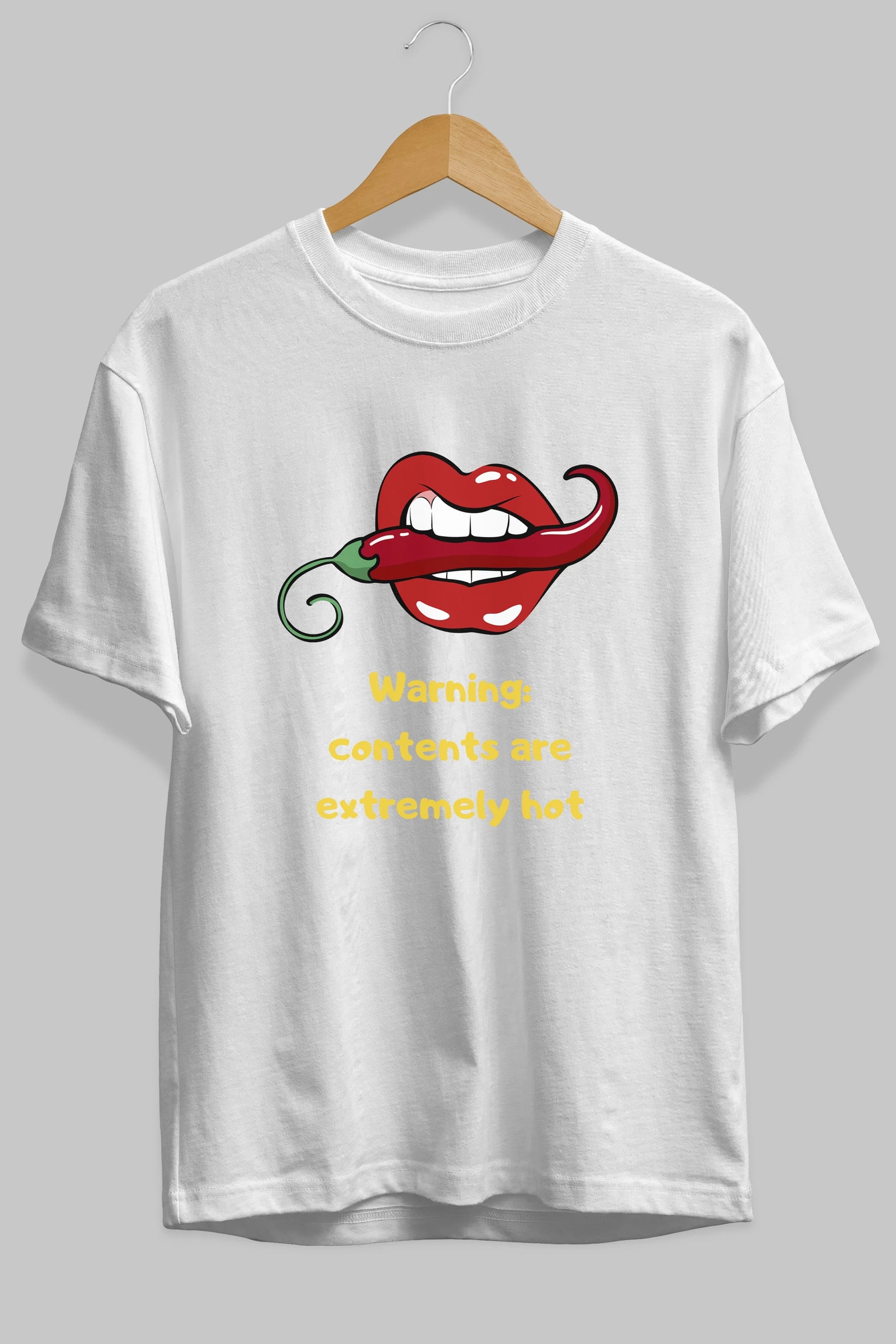 Warning Contents Yazılı Ön Baskılı Oversize t-shirt Erkek Kadın Unisex