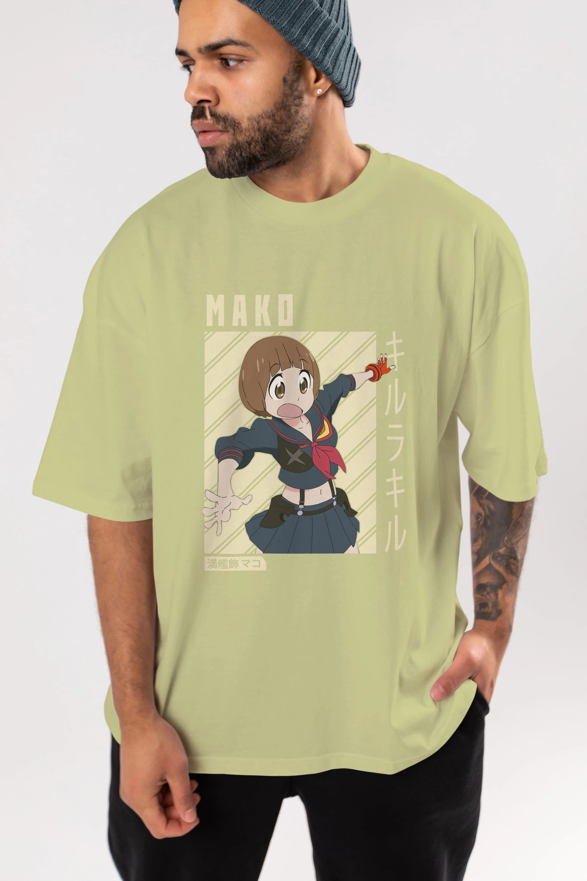 Mako Mankanshoku 1 Anime Ön Baskılı Oversize t-shirt %100 pamuk Erkek Kadın Unisex