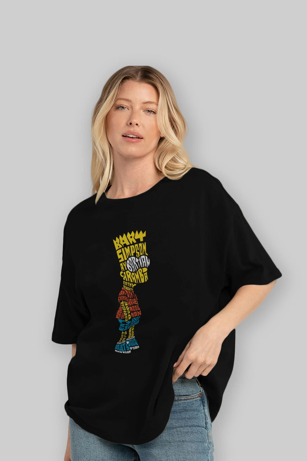 Bart Simpson Ön Baskılı Oversize t-shirt %100 pamuk Erkek Kadın Unisex