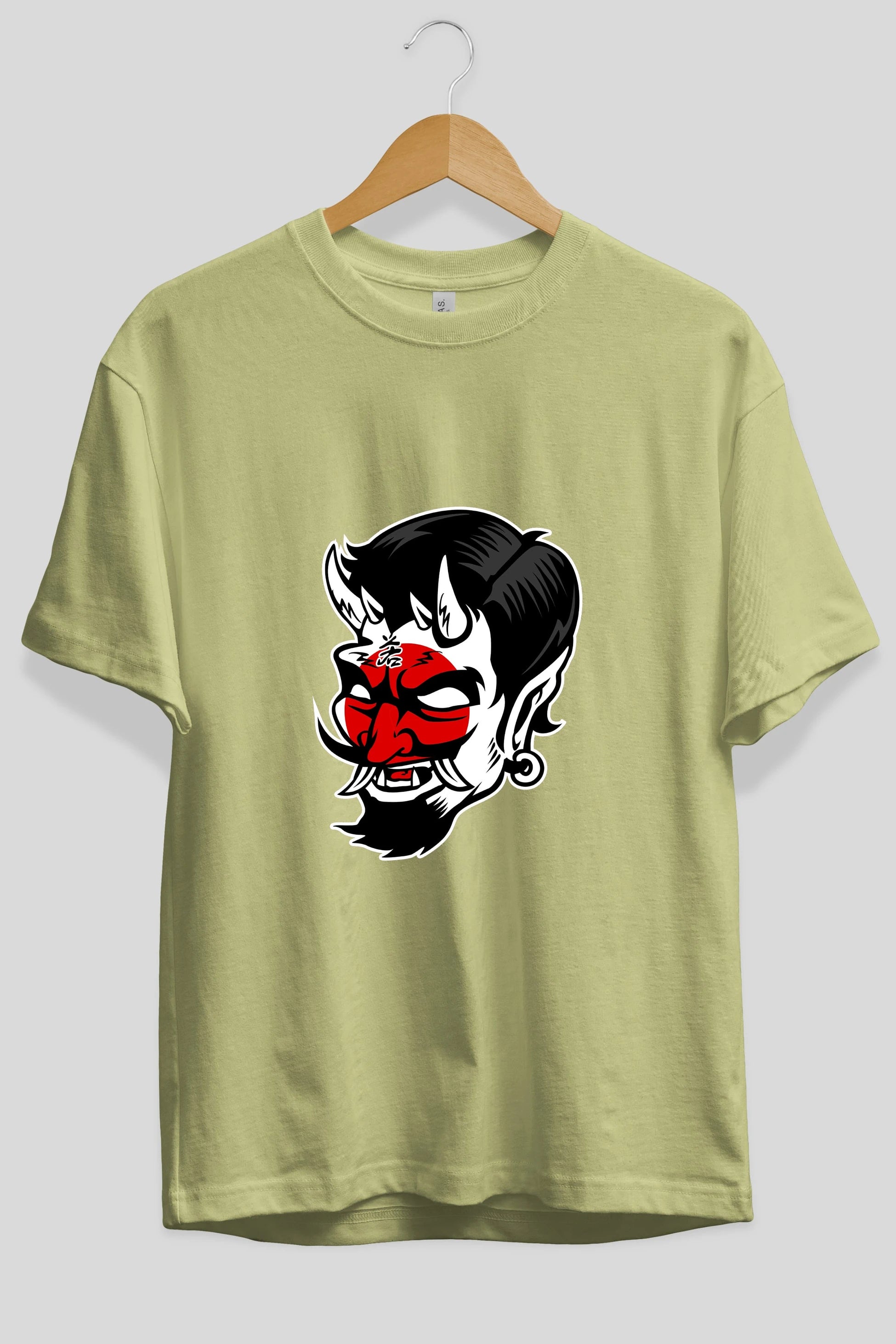 Japanese Devil Ön Baskılı Oversize t-shirt Erkek Kadın Unisex %100 Pamuk tişort