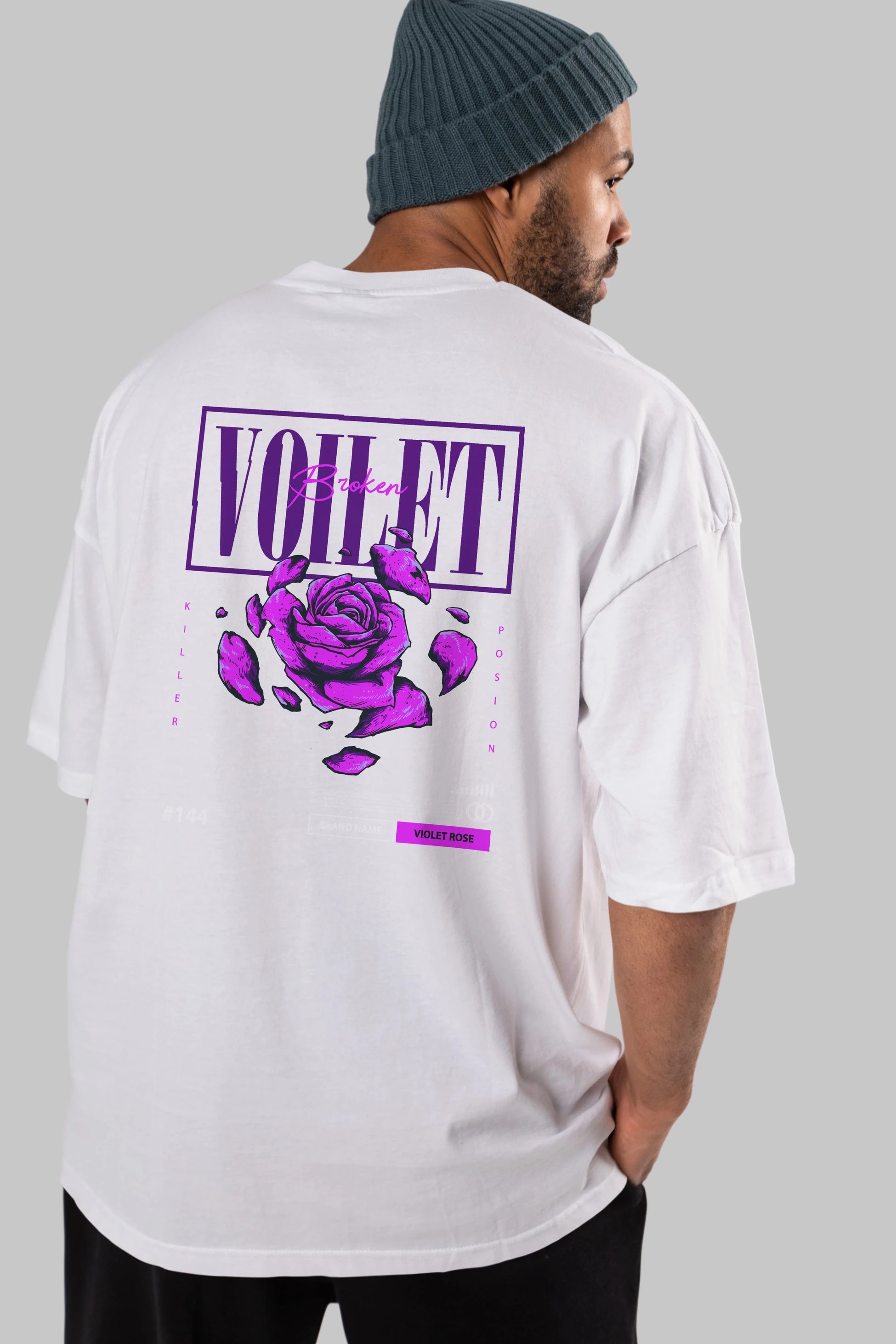 Voilet Broken Arka Baskılı Oversize t-shirt Erkek Kadın Unisex