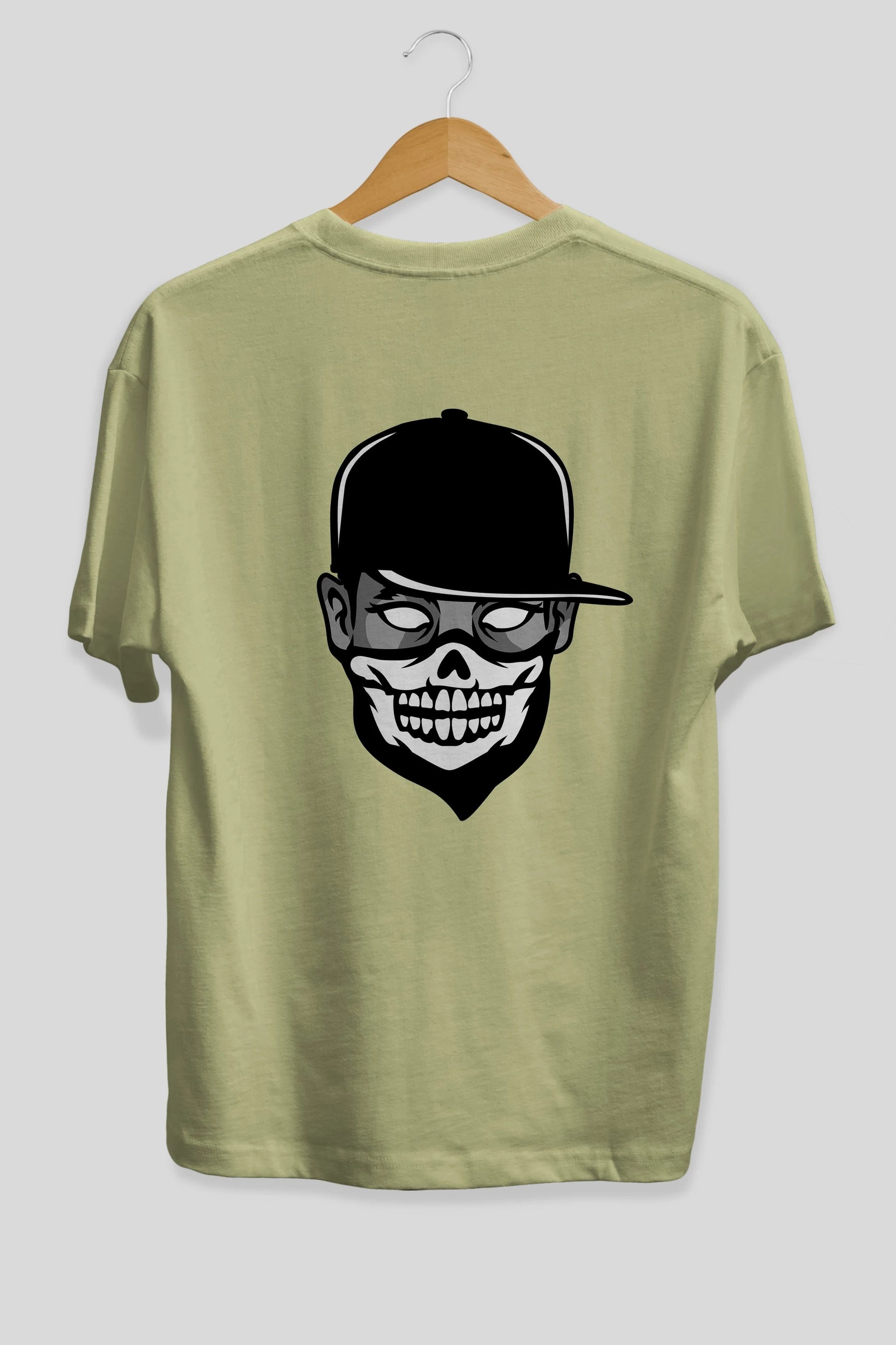 Skull Mask Arka Baskılı Oversize t-shirt Erkek Kadın Unisex %100 Pamuk tişort