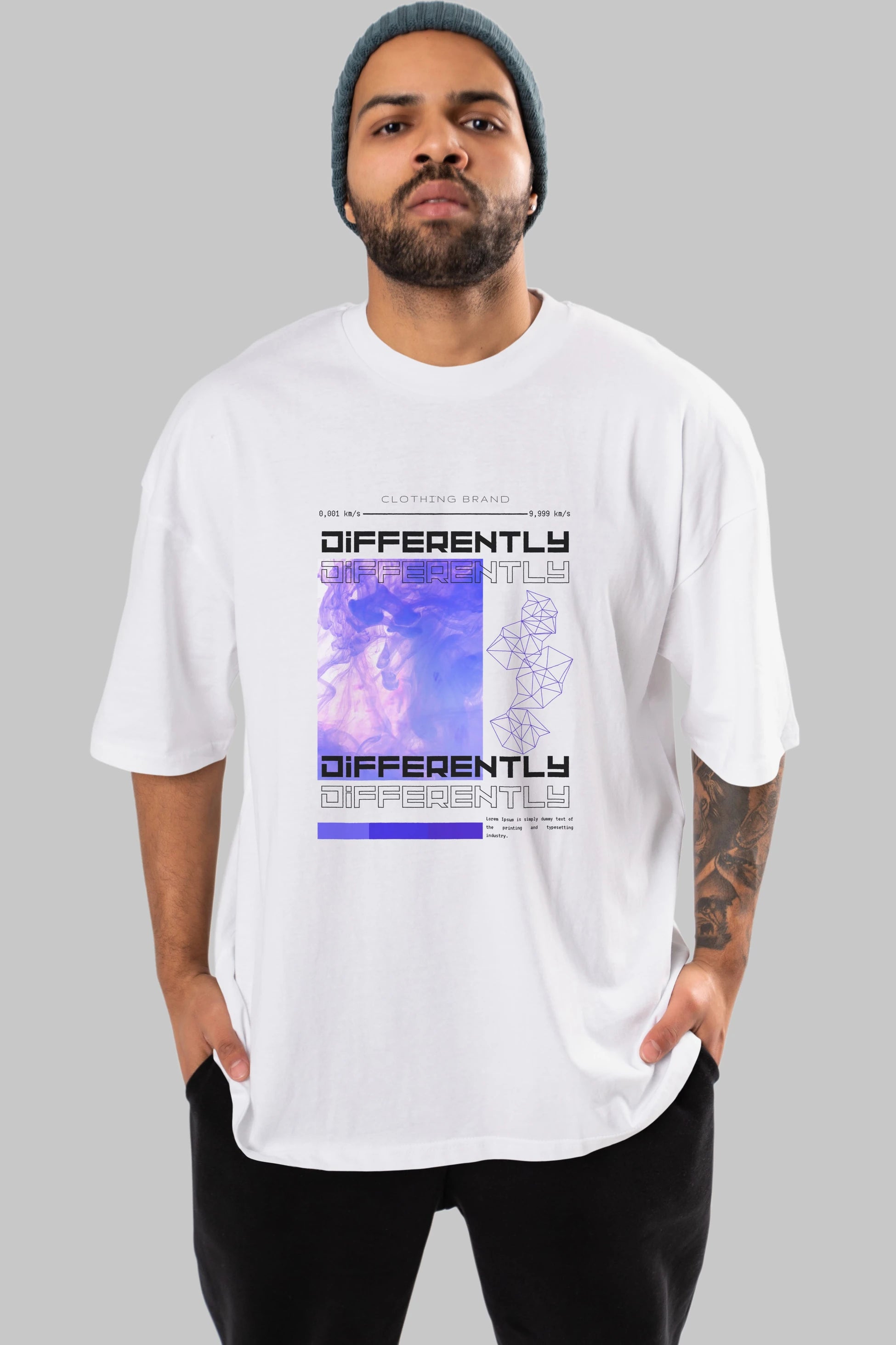 Differently Yazılı Ön Baskılı Oversize t-shirt Erkek Kadın Unisex