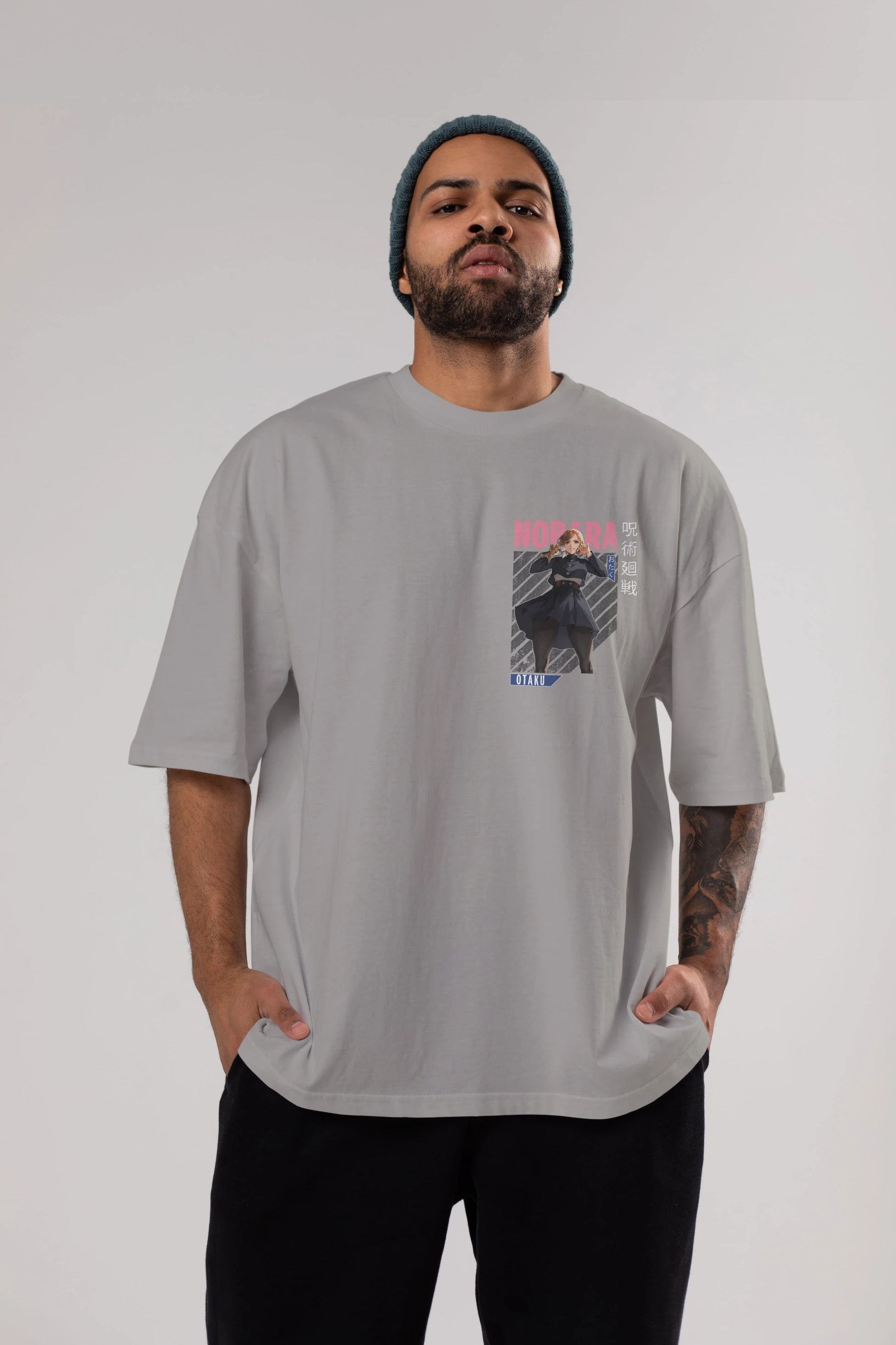 Nobara Kugisaki 4 Ön Sol Baskılı Oversize t-shirt Erkek Kadın Unisex %100 Pamuk Bisiklet Yaka tişort