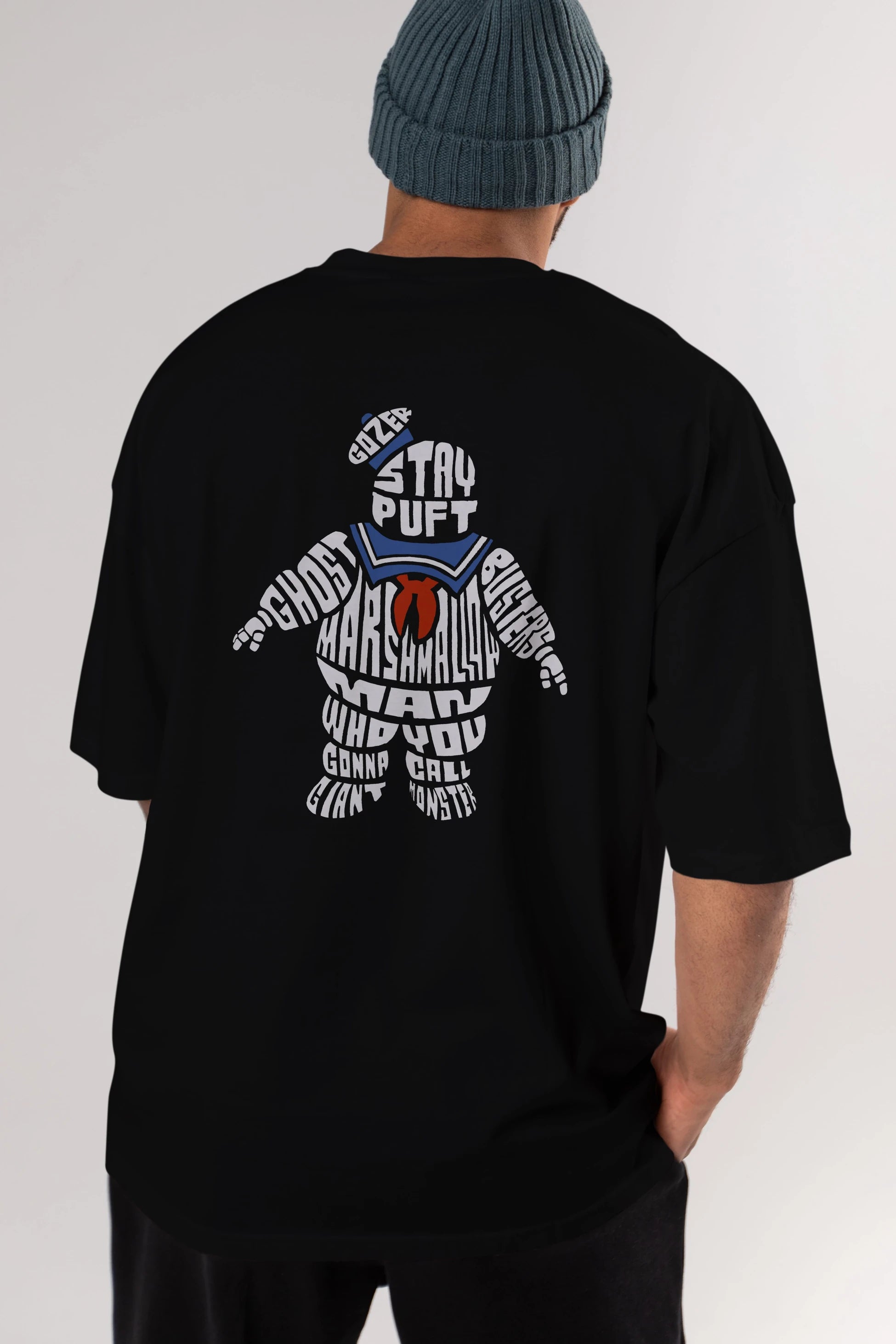 Stay Puft Arka Baskılı Oversize t-shirt %100 pamuk Erkek Kadın Unisex