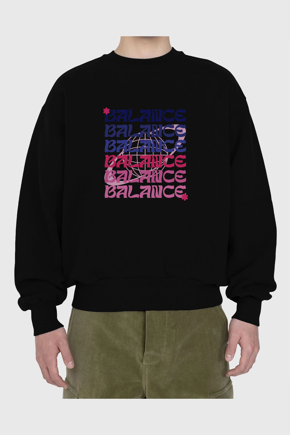 Balance Yazılı Ön Baskılı Oversize Sweatshirt Erkek Kadın Unisex