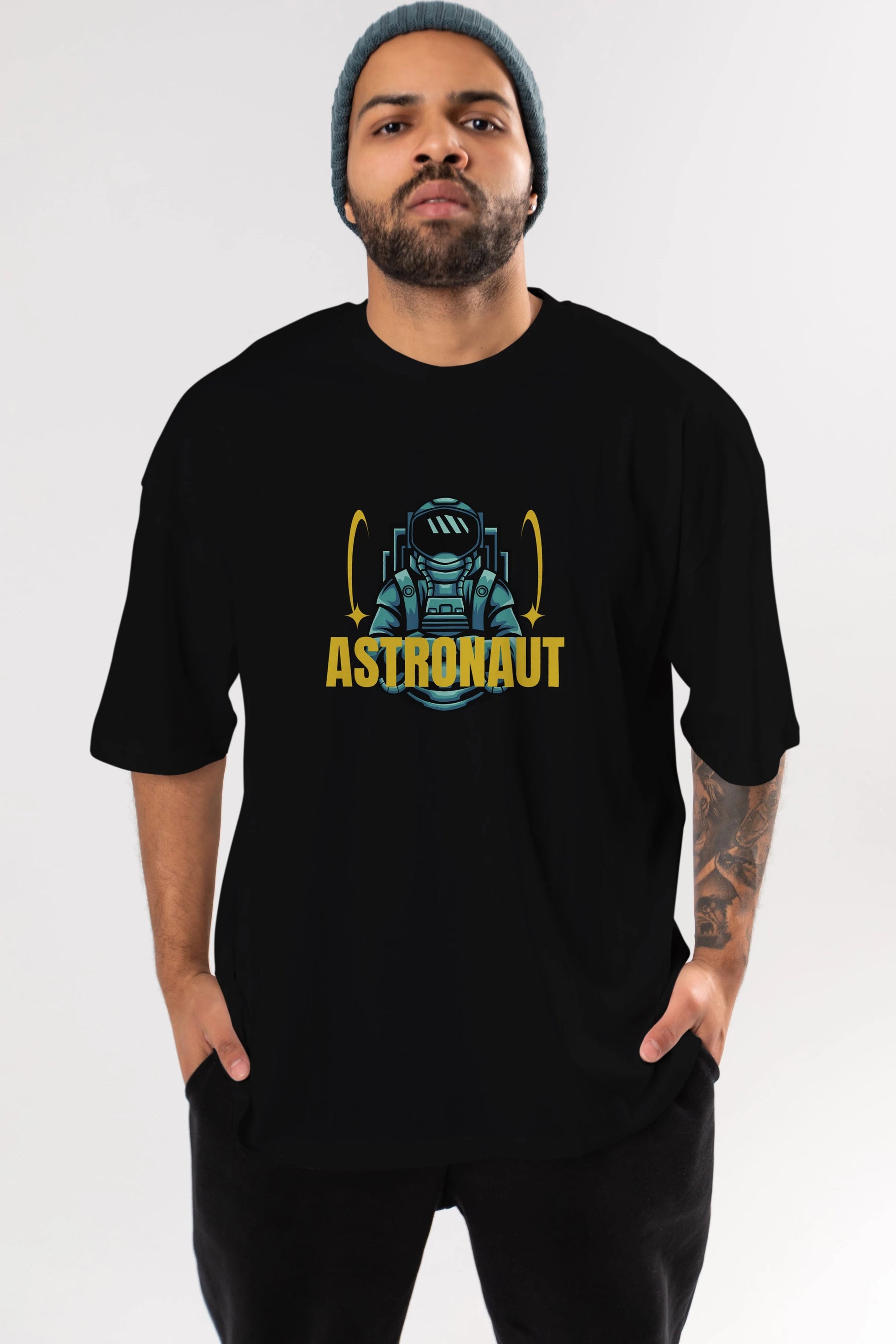 Astronaut Ön Baskılı Oversize t-shirt Erkek Kadın Unisex