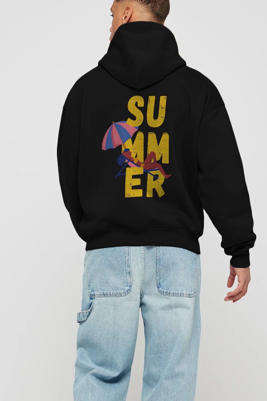 Summer Yazılı Arka Baskılı Oversize Hoodie Kapüşonlu Sweatshirt Erkek Kadın Unisex