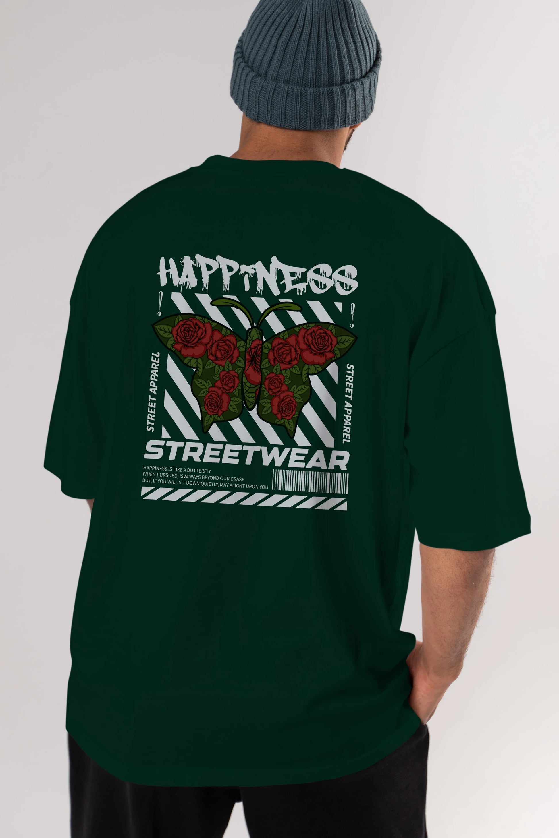 Happiness Streetwear Arka Baskılı Oversize t-shirt Erkek Kadın Unisex