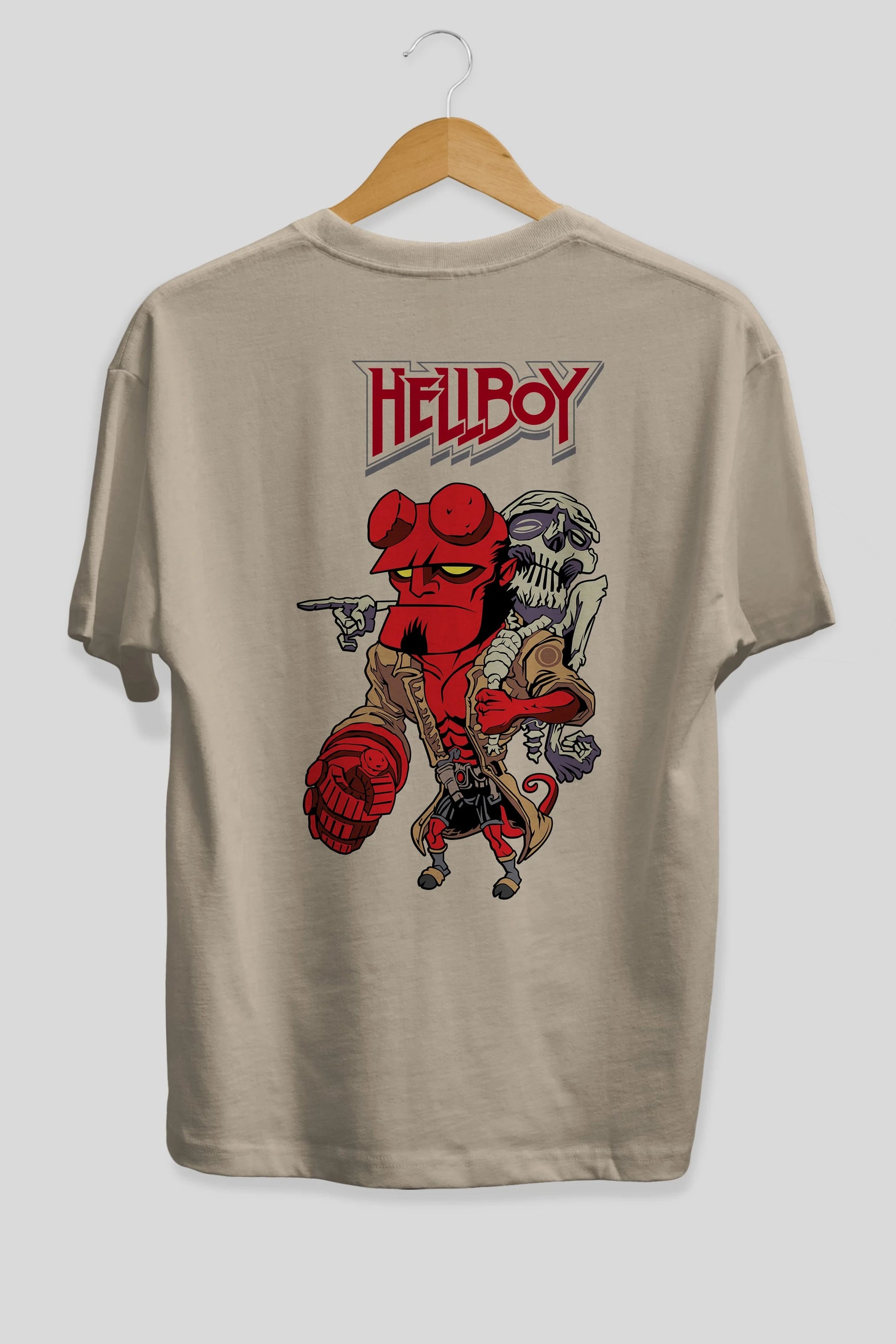 Hellboy (2) Arka Baskılı Oversize t-shirt Erkek Kadın Unisex %100 Pamuk Bisiklet Yaka tişort