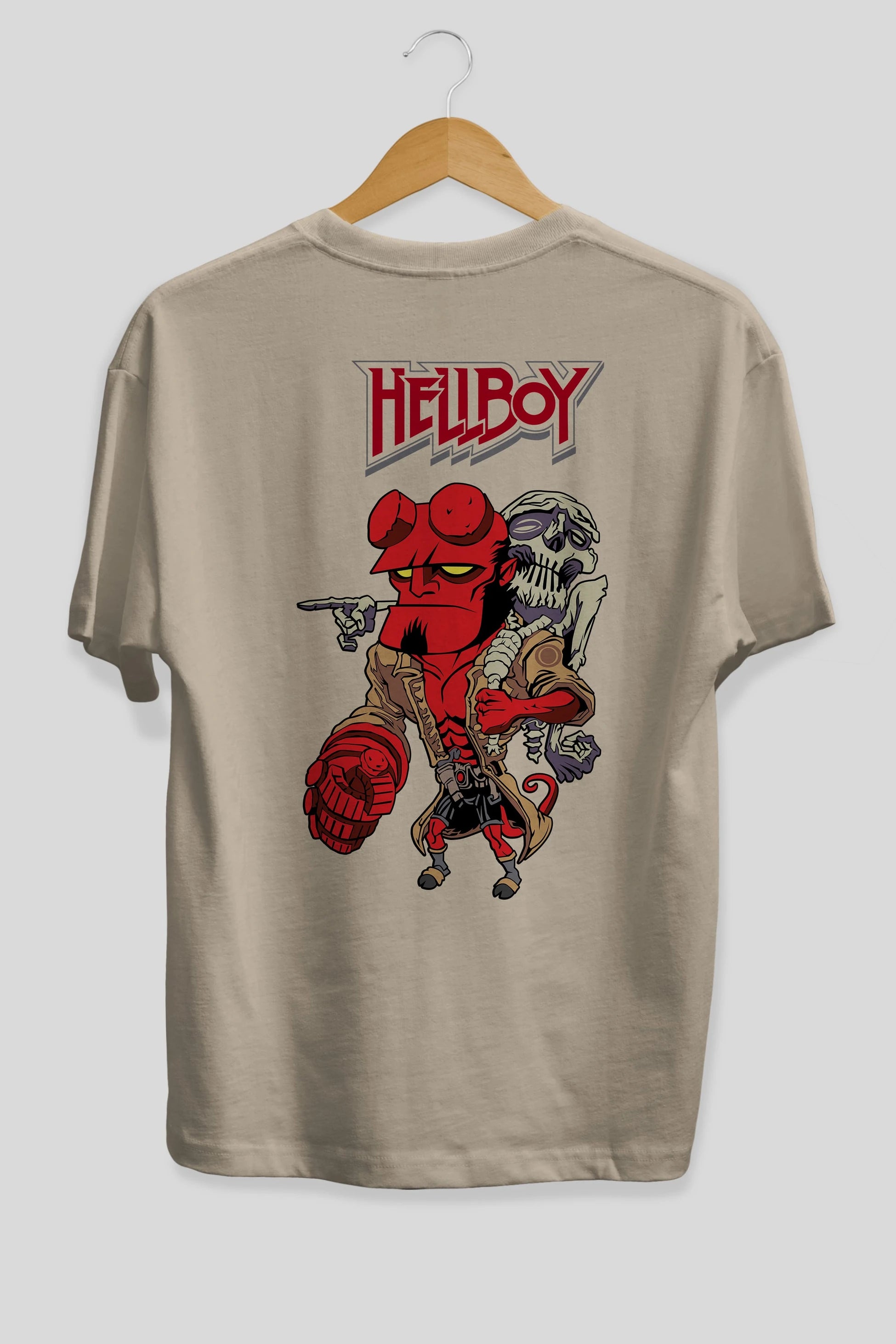 Hellboy (2) Arka Baskılı Oversize t-shirt Erkek Kadın Unisex %100 Pamuk Bisiklet Yaka tişort