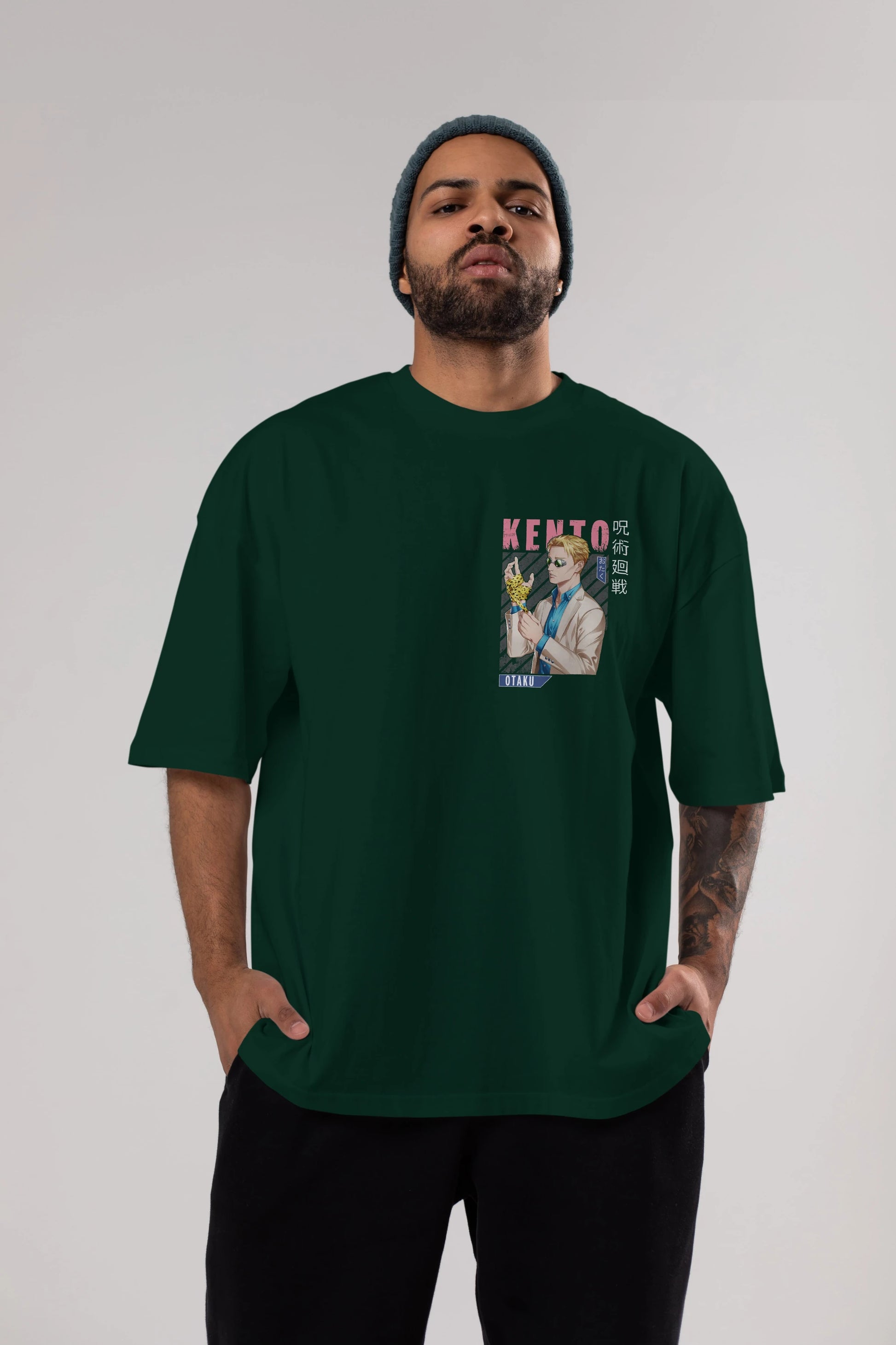 Kento Nanami Ön Sol Baskılı Oversize t-shirt Erkek Kadın Unisex %100 Pamuk Bisiklet Yaka tişort