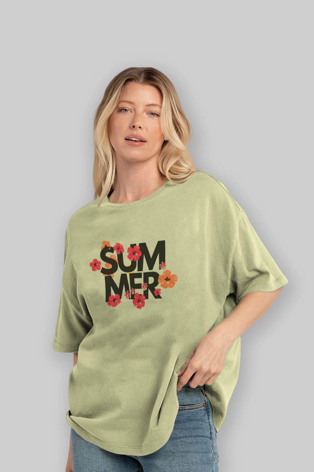 Summer Yazılı 2 Ön Baskılı Oversize t-shirt Erkek Kadın Unisex