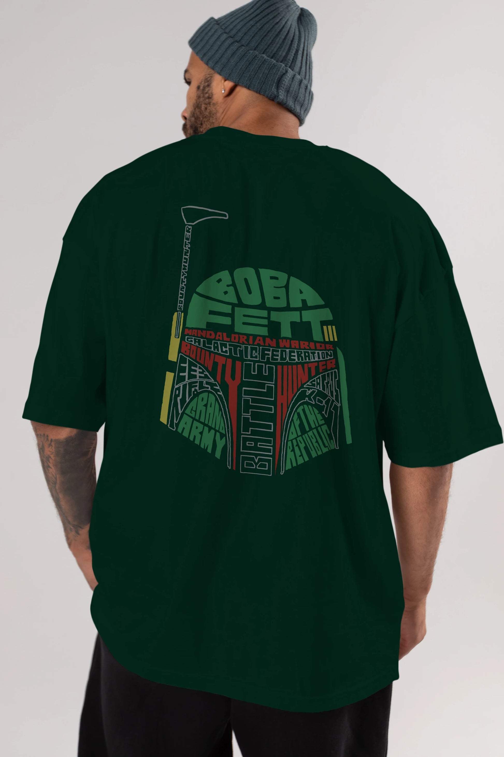 Boba Fett (2) Arka Baskılı Oversize t-shirt %100 pamuk Erkek Kadın Unisex