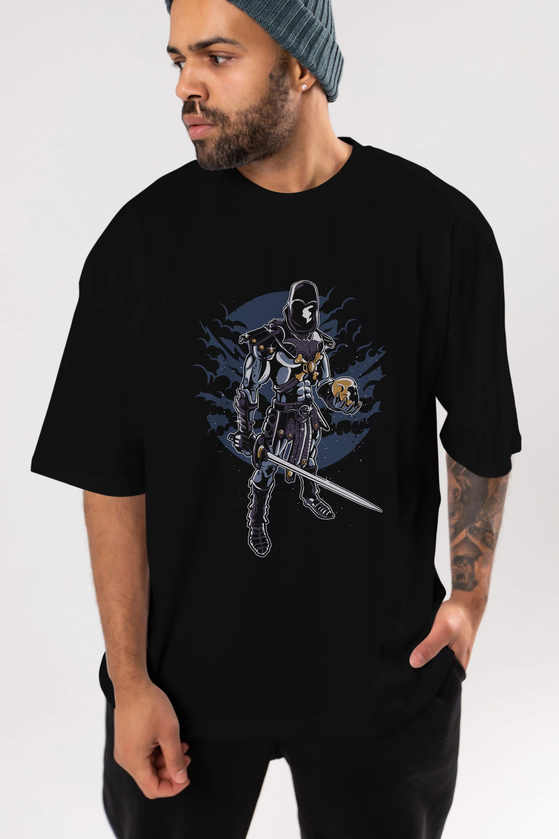 Skeleton King Ön Baskılı Oversize t-shirt Erkek Kadın Unisex %100 Pamuk tişort