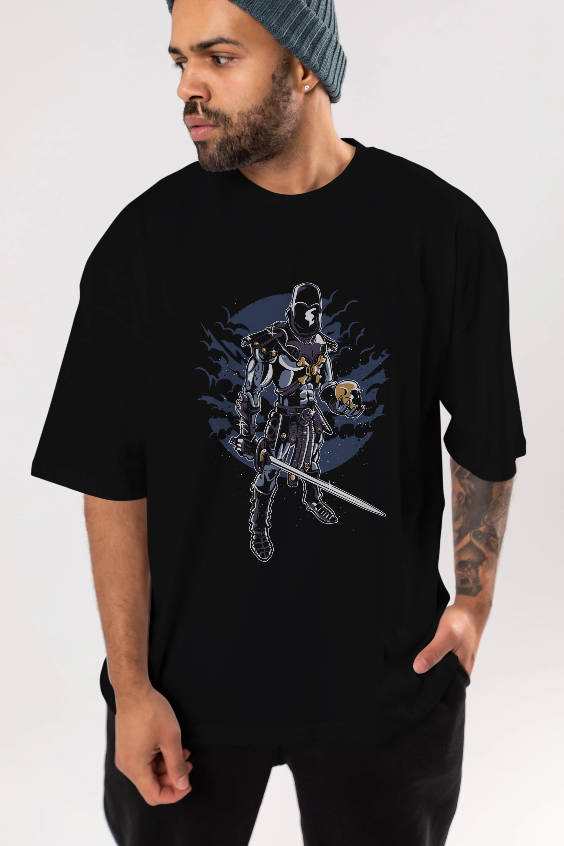 Skeleton King Ön Baskılı Oversize t-shirt Erkek Kadın Unisex %100 Pamuk tişort