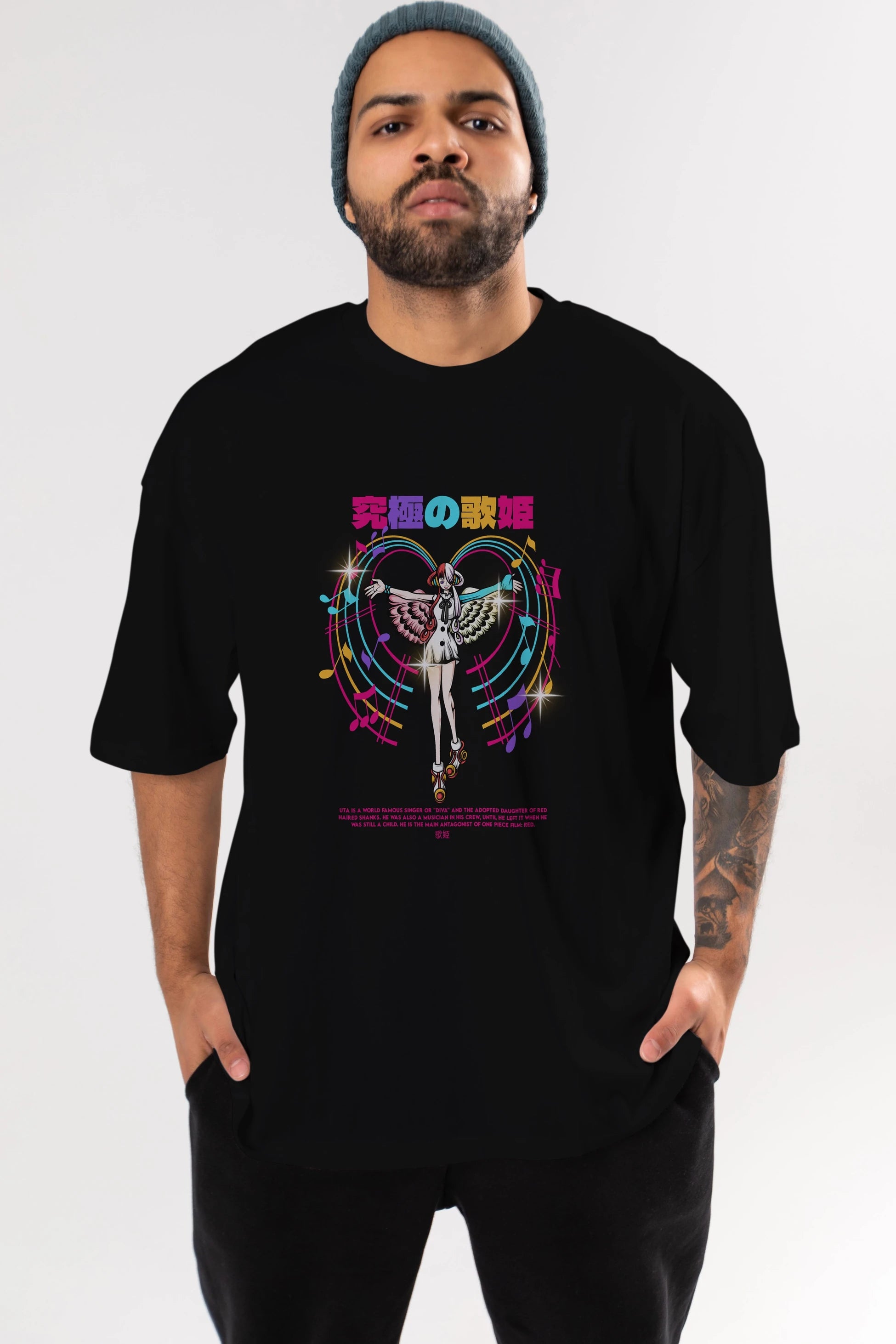 Uta Anime Ön Baskılı Oversize t-shirt %100 pamuk Erkek Kadın Unisex