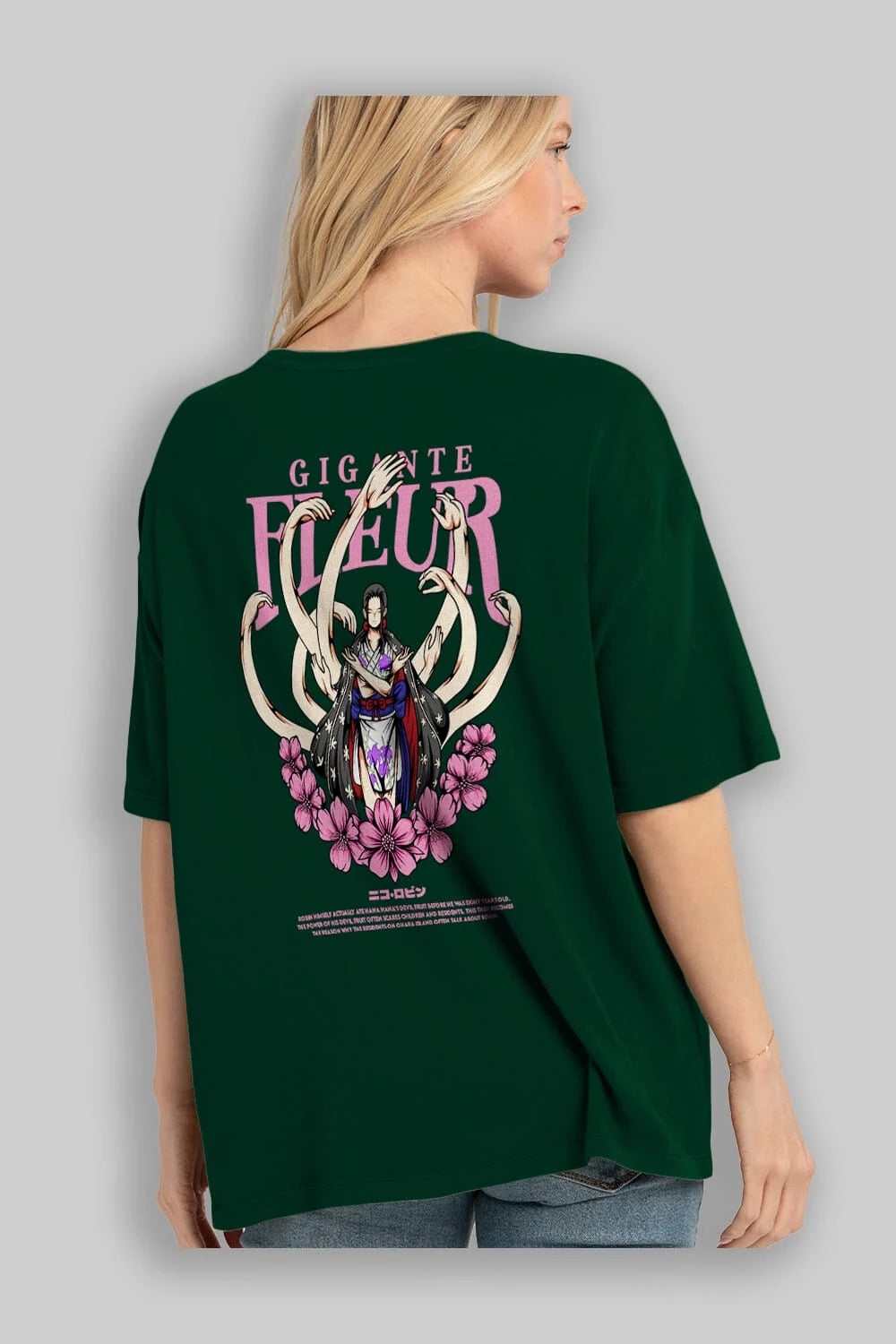 Gigante Fleur Anime Arka Baskılı Oversize t-shirt Erkek Kadın Unisex