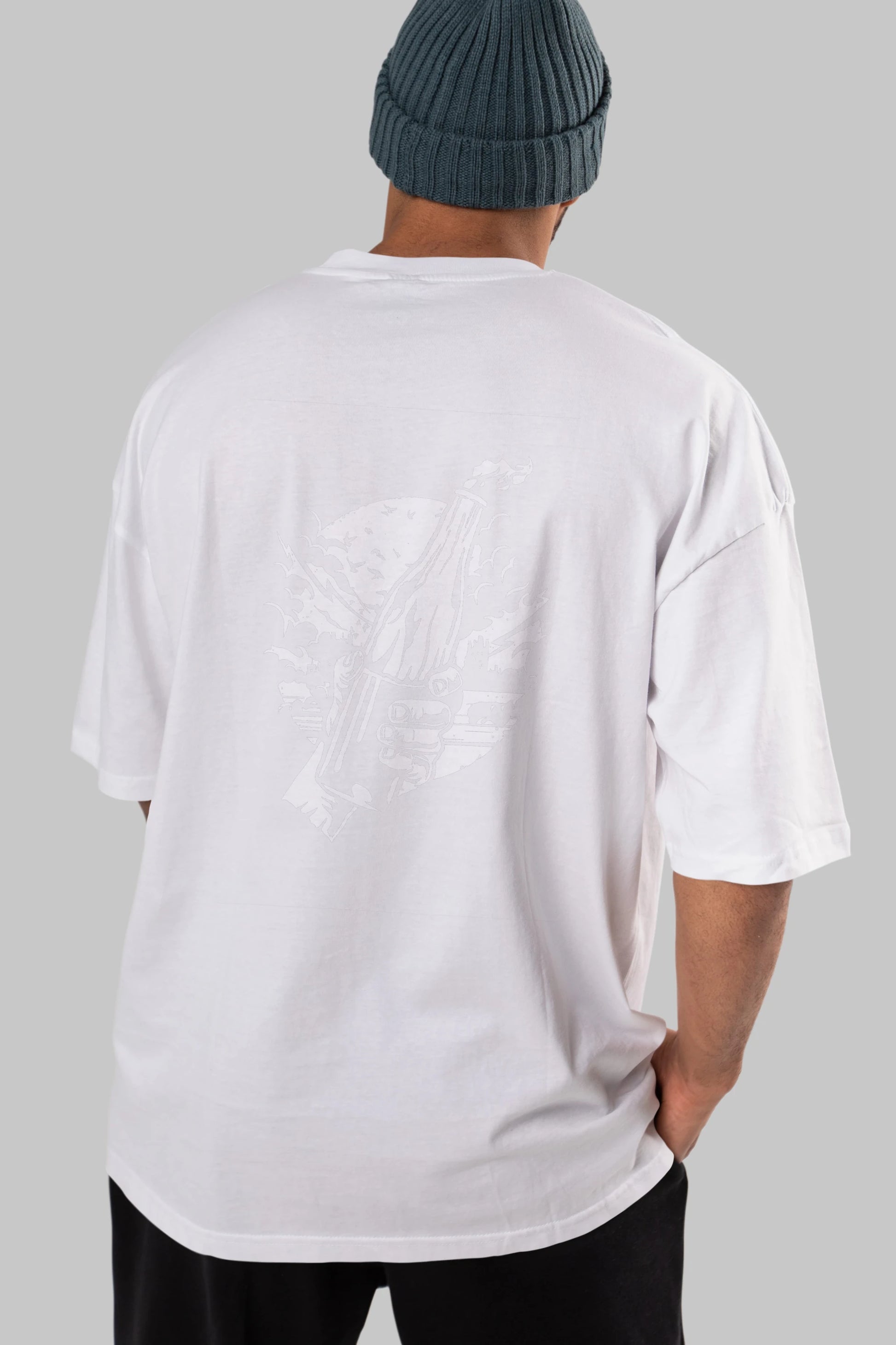 Molotov Cocktail Arka Baskılı Oversize t-shirt Erkek Kadın Unisex %100 Pamuk