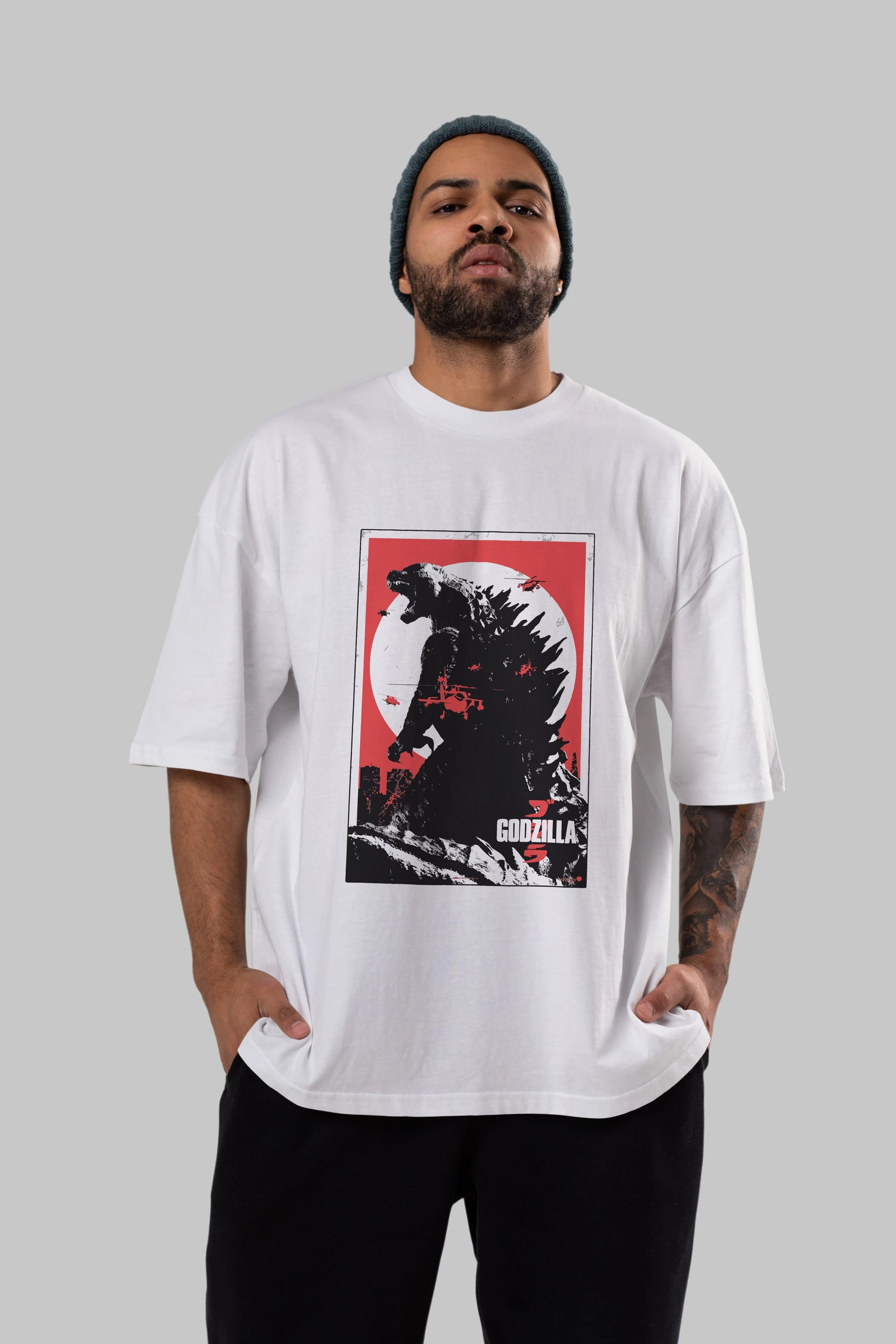 Godzilla (2) Ön Baskılı Oversize t-shirt Erkek Kadın Unisex %100 Pamuk Bisiklet Yaka tişort