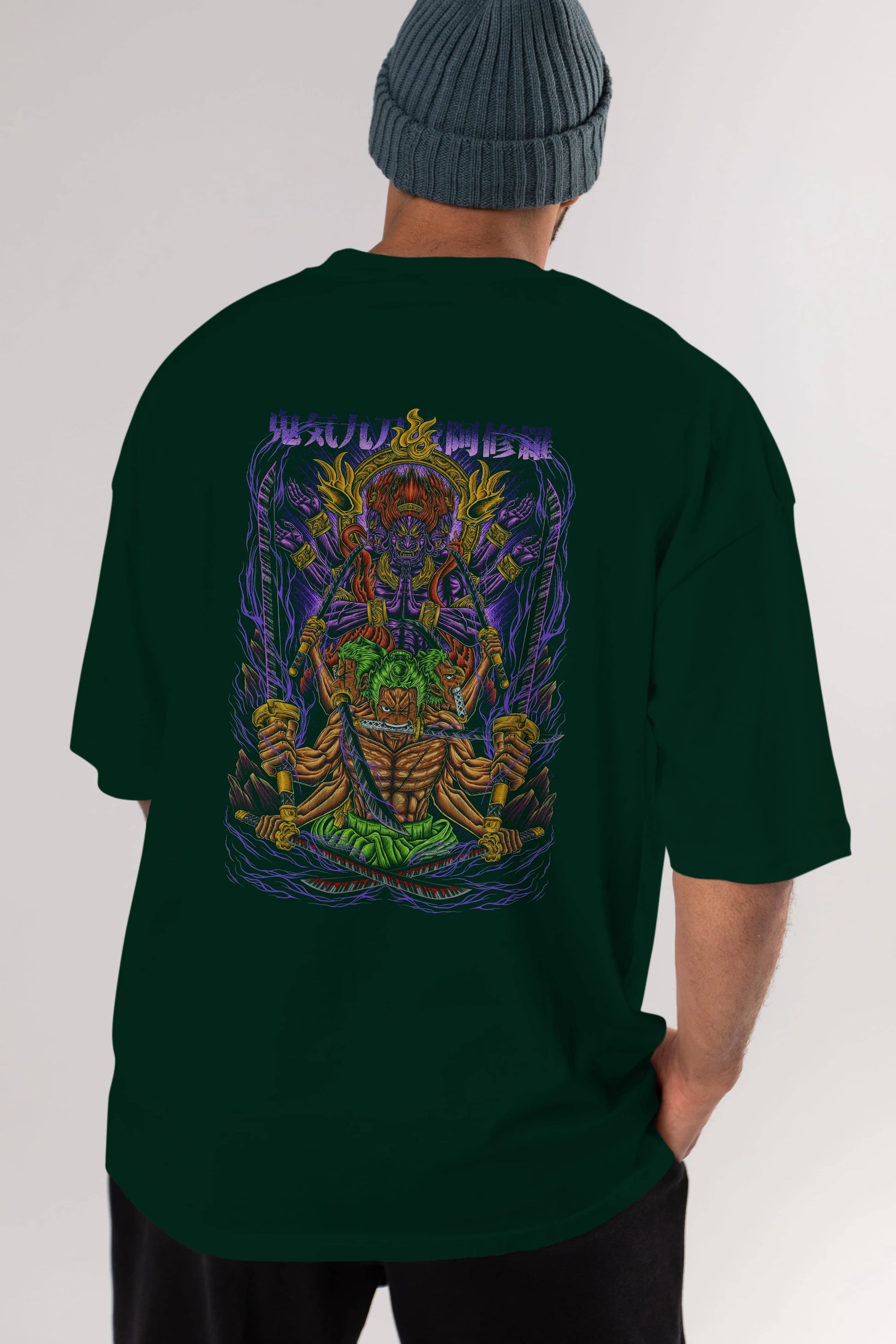 RORONOA ZORO 2 Anime Arka Baskılı Oversize t-shirt Erkek Kadın Unisex