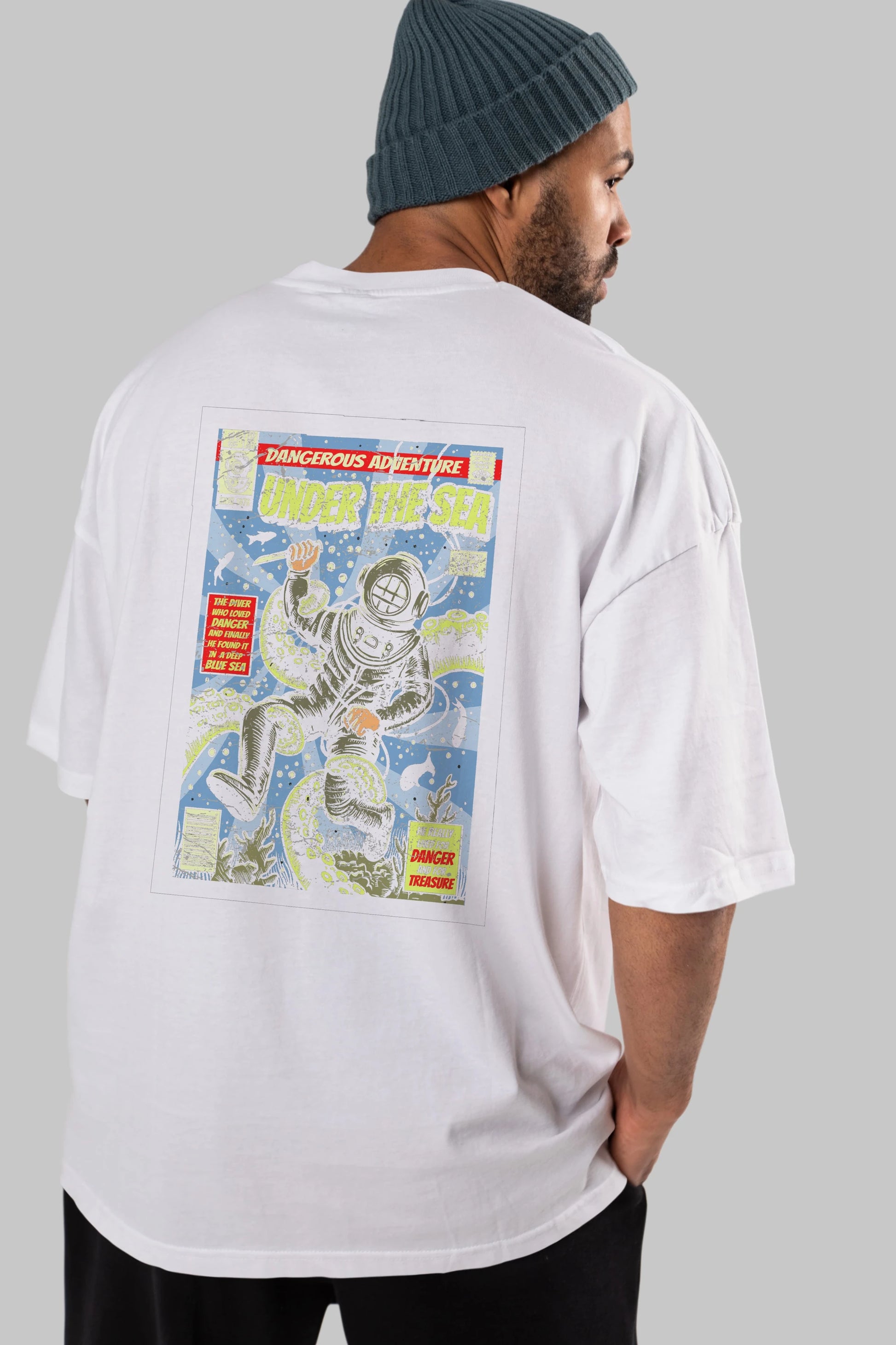 Under The Sea Arka Baskılı Oversize t-shirt Erkek Kadın Unisex %100 Pamuk