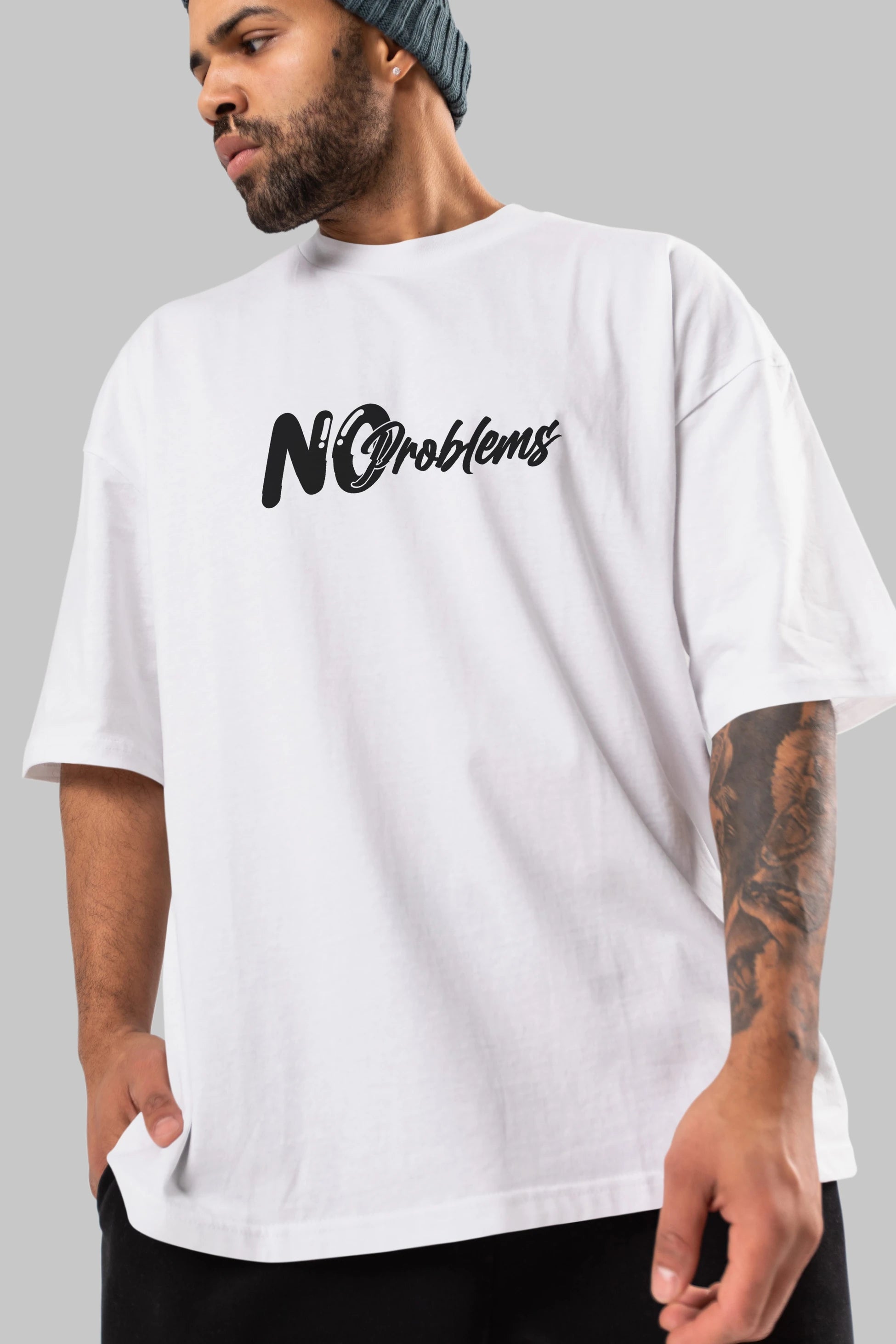No Problems Ön Baskılı Oversize t-shirt %100 pamuk Erkek Kadın Unisex