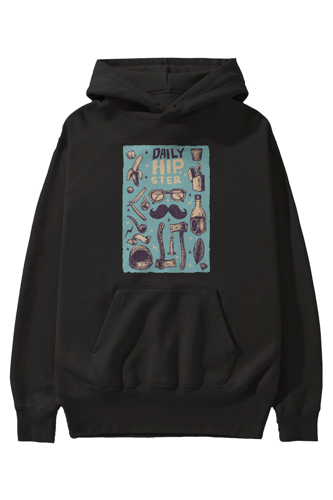 Hipster Ön Baskılı Hoodie Oversize Kapüşonlu Sweatshirt Erkek Kadın Unisex