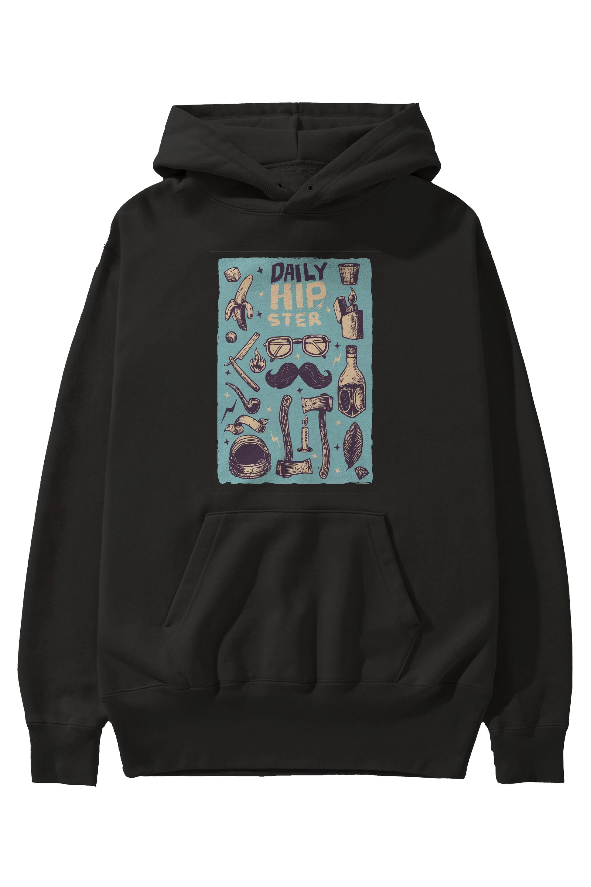 Hipster Ön Baskılı Hoodie Oversize Kapüşonlu Sweatshirt Erkek Kadın Unisex
