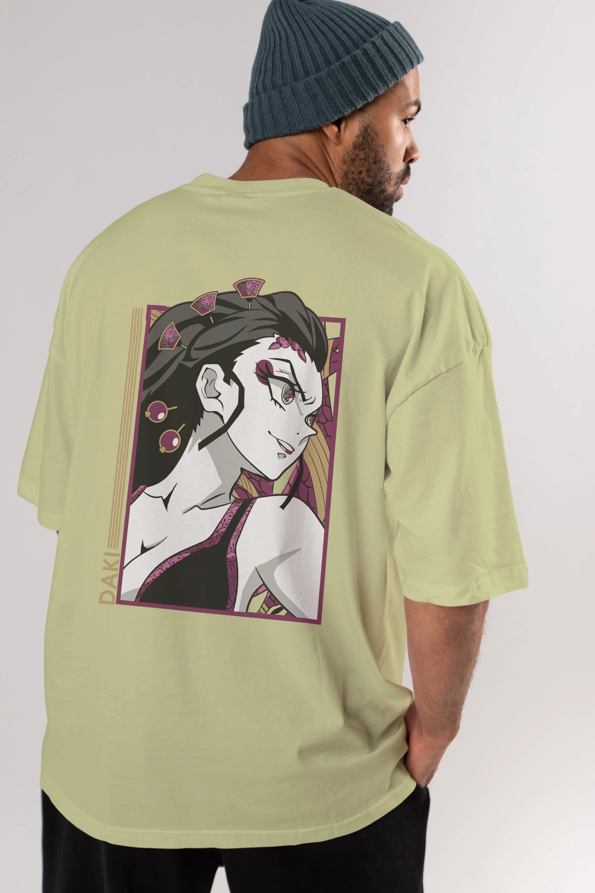 Daki DEMION SLAYER Anime Arka Baskılı Oversize t-shirt Erkek Kadın Unisex