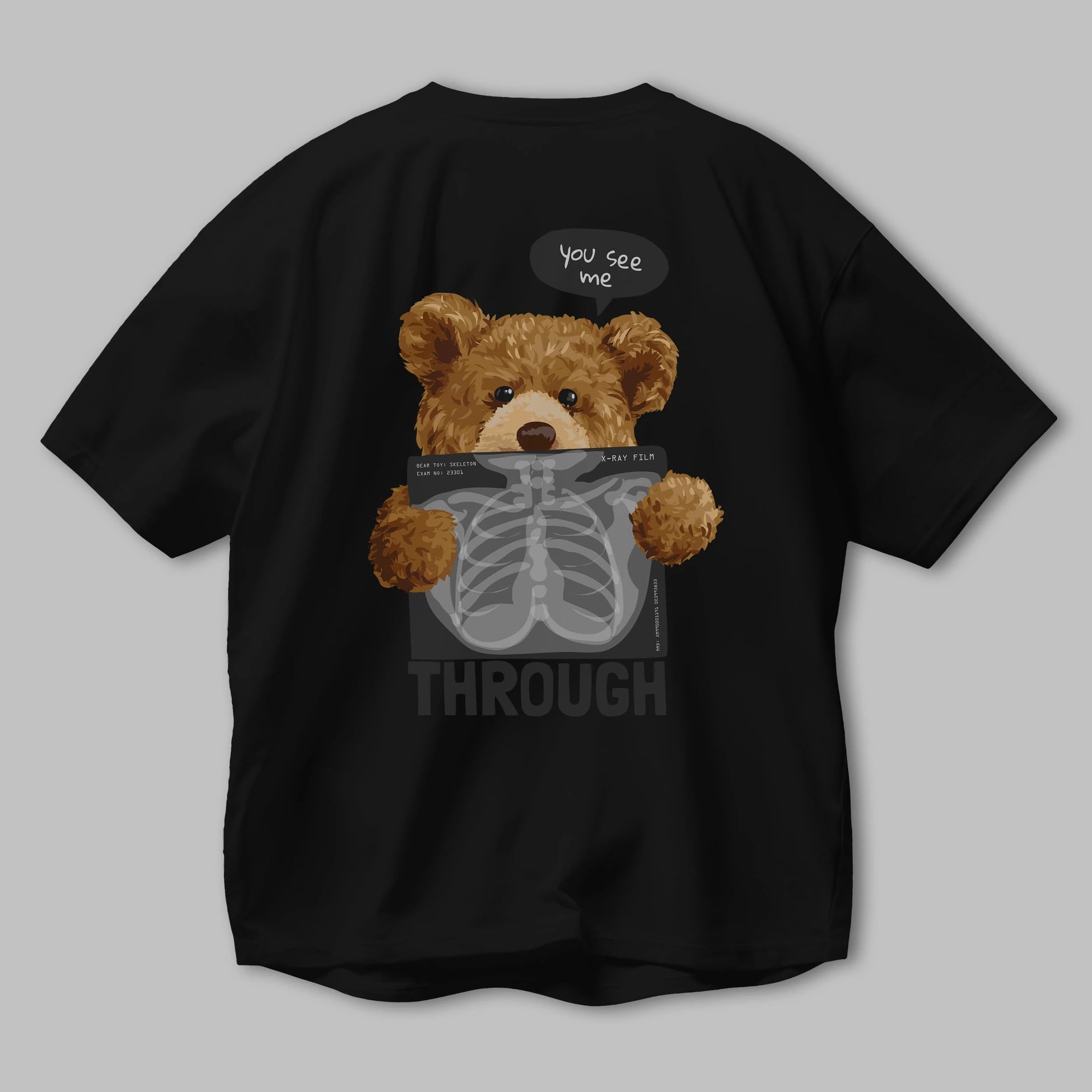 Teddy Bear Trough Arka Baskılı Oversize t-shirt Erkek Kadın Unisex %100 Pamuk