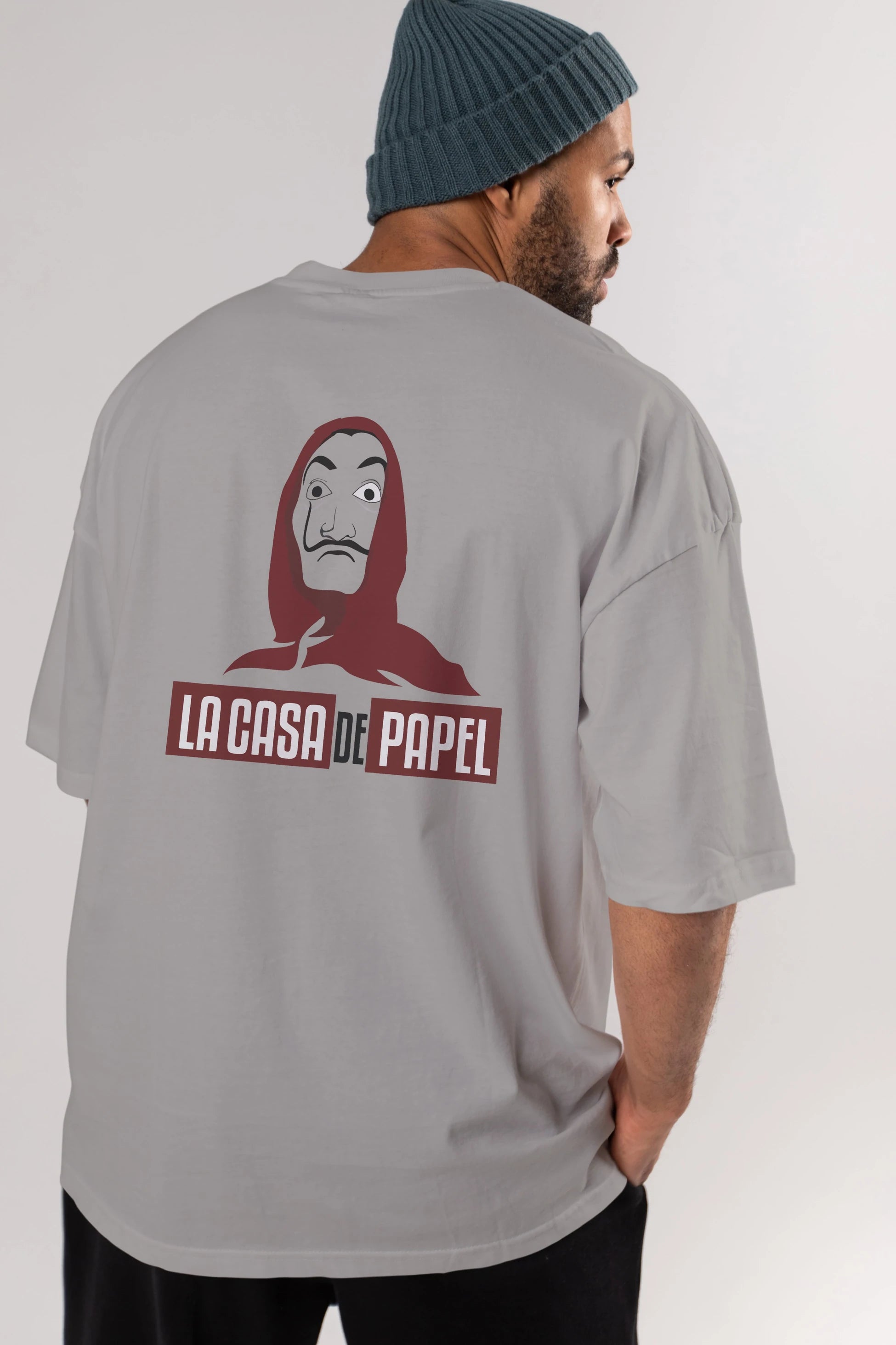 La Casa De Papel (1) Arka Baskılı Oversize t-shirt Erkek Kadın Unisex %100 Pamuk Bisiklet Yaka tişort