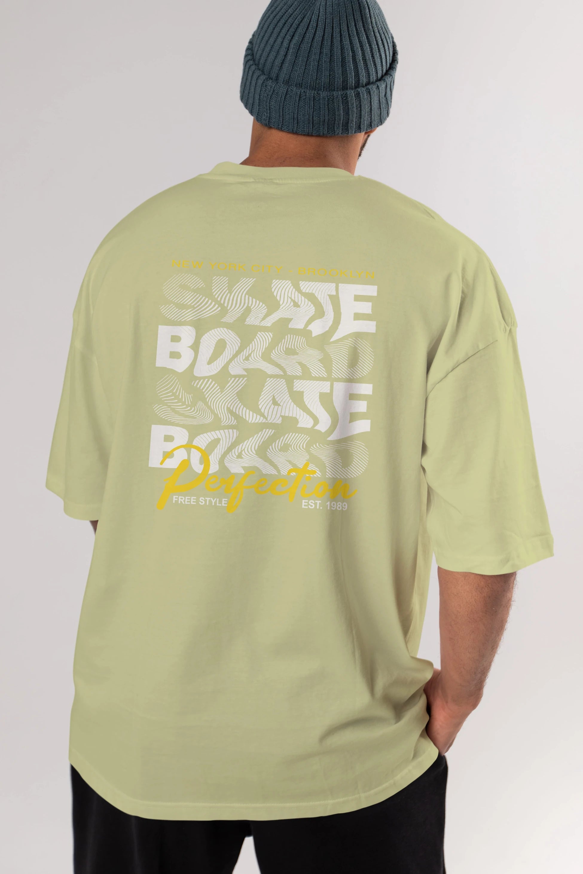 New York City and Brooklyn Arka Baskılı Oversize t-shirt Erkek Kadın Unisex