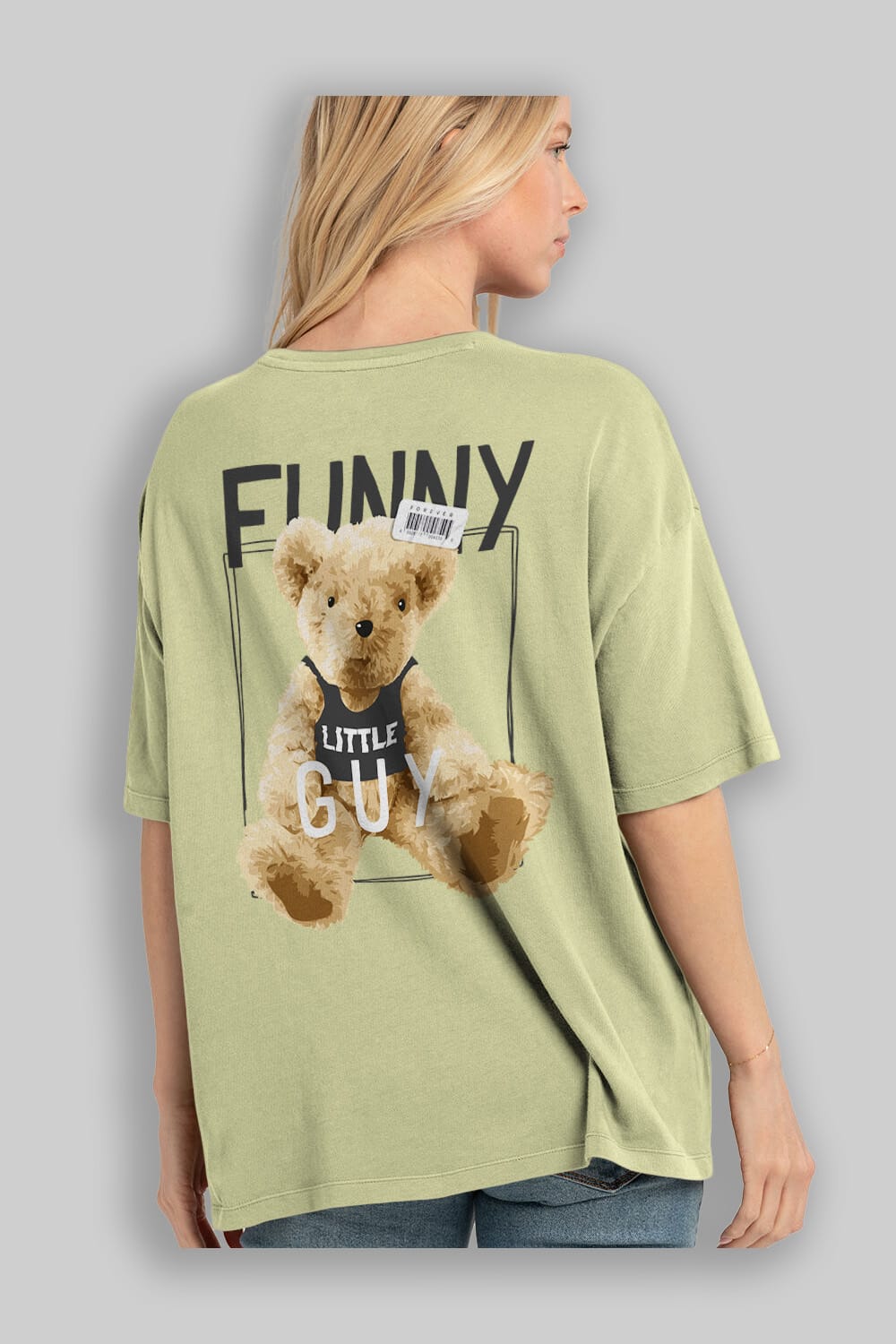 Teddy Bear Funny Arka Baskılı Oversize t-shirt Erkek Kadın Unisex %100 Pamuk