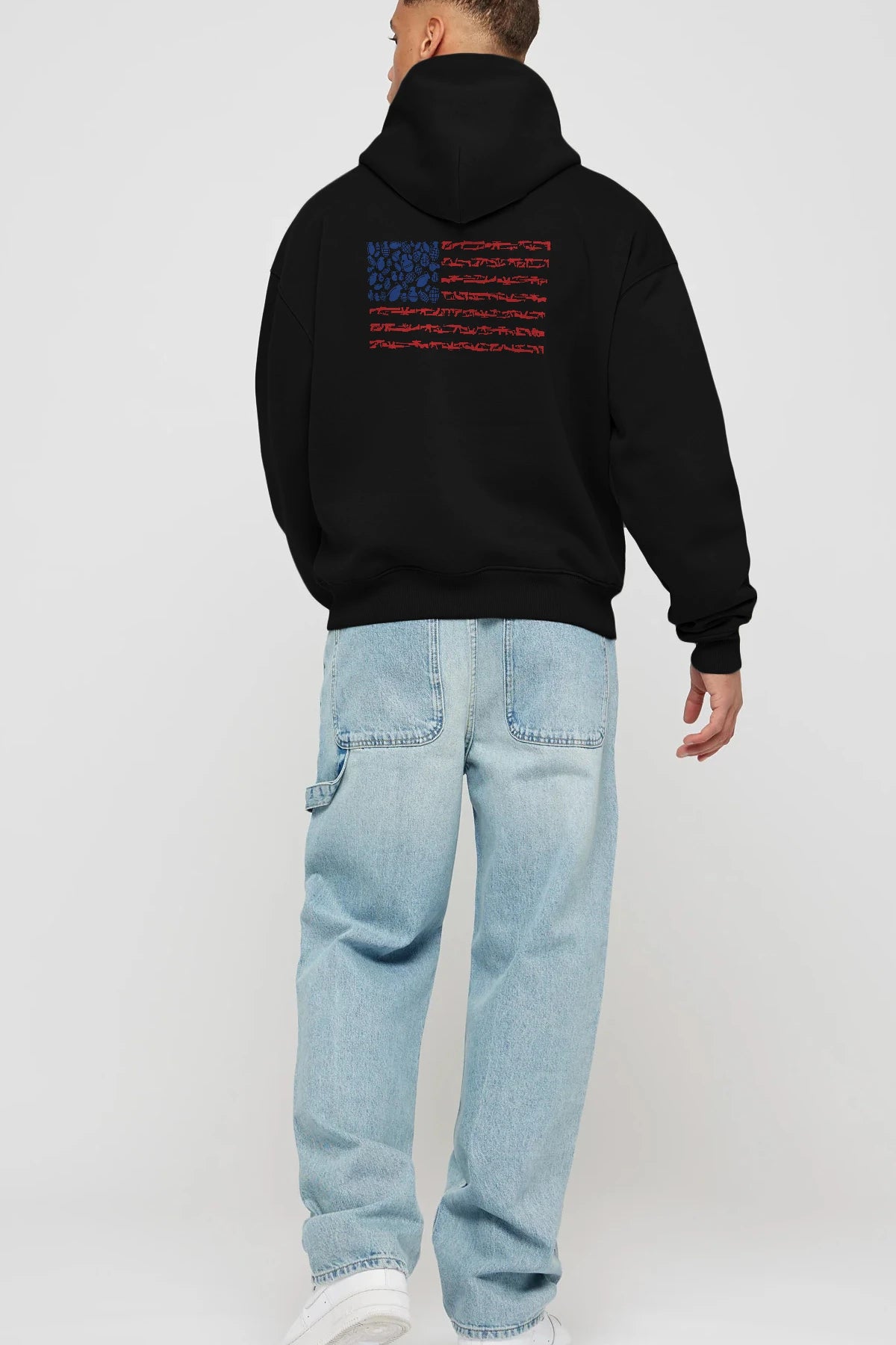 Weapon Flag Arka Baskılı Hoodie Oversize Kapüşonlu Sweatshirt Erkek Kadın Unisex