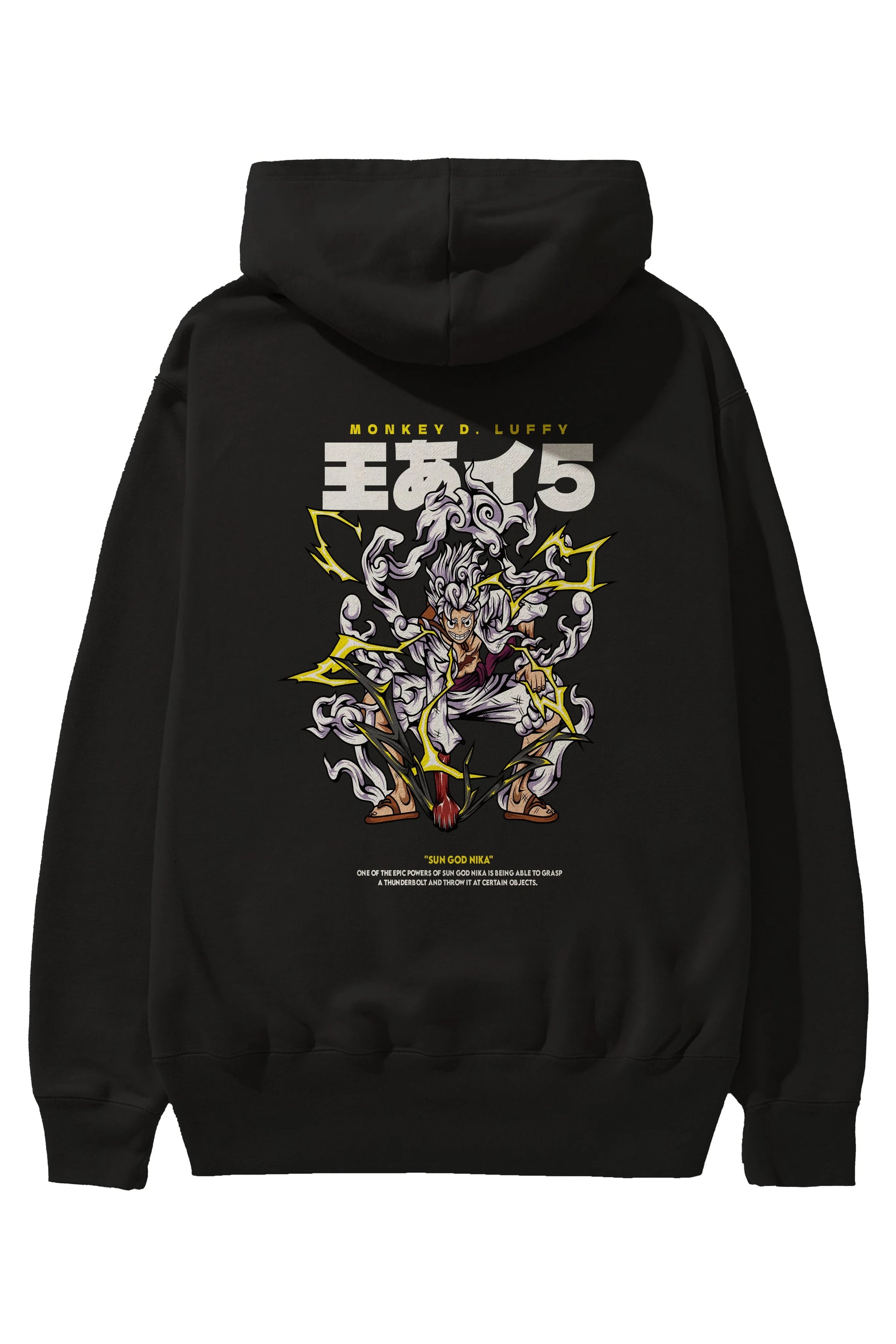 Monkey D. Luffy GEAR5 1 Anime Arka Baskılı Hoodie Oversize Kapüşonlu Sweatshirt Erkek Kadın Unisex