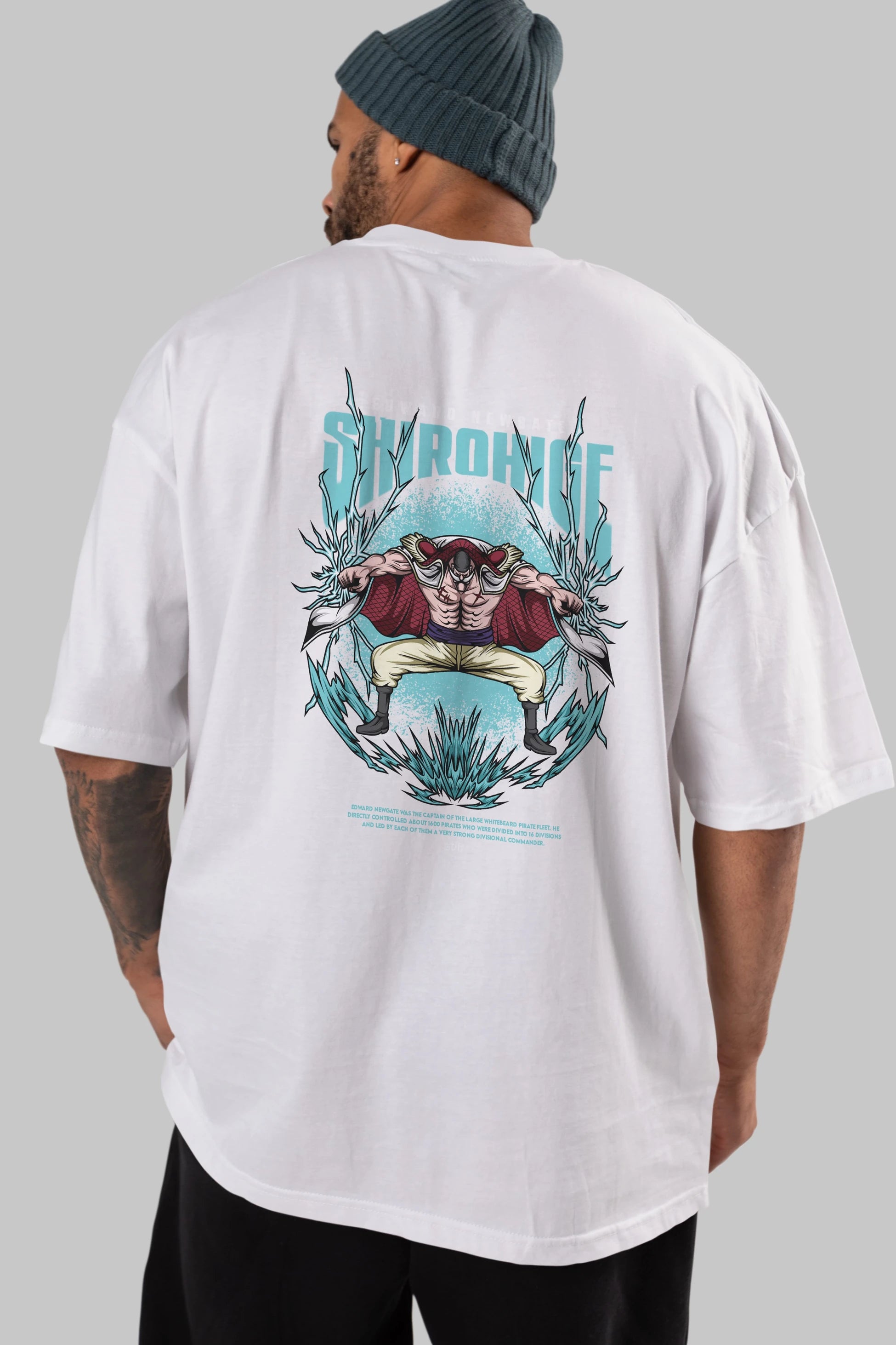 Shirohige Anime Arka Baskılı Oversize t-shirt Erkek Kadın Unisex